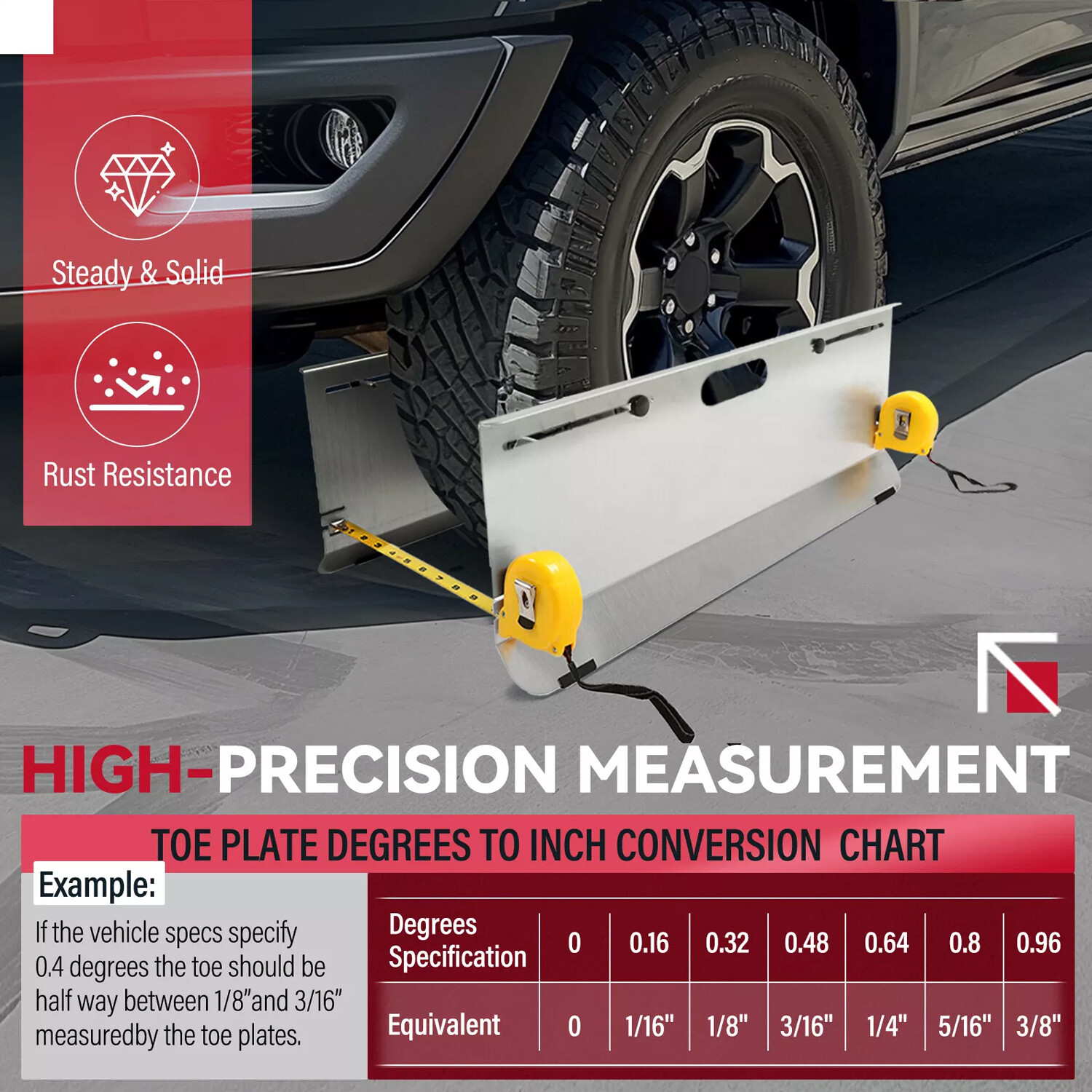 HECASA Toe Plates-Most Accurate DIY Wheel Alignment Tool/Gauge Aluminum
