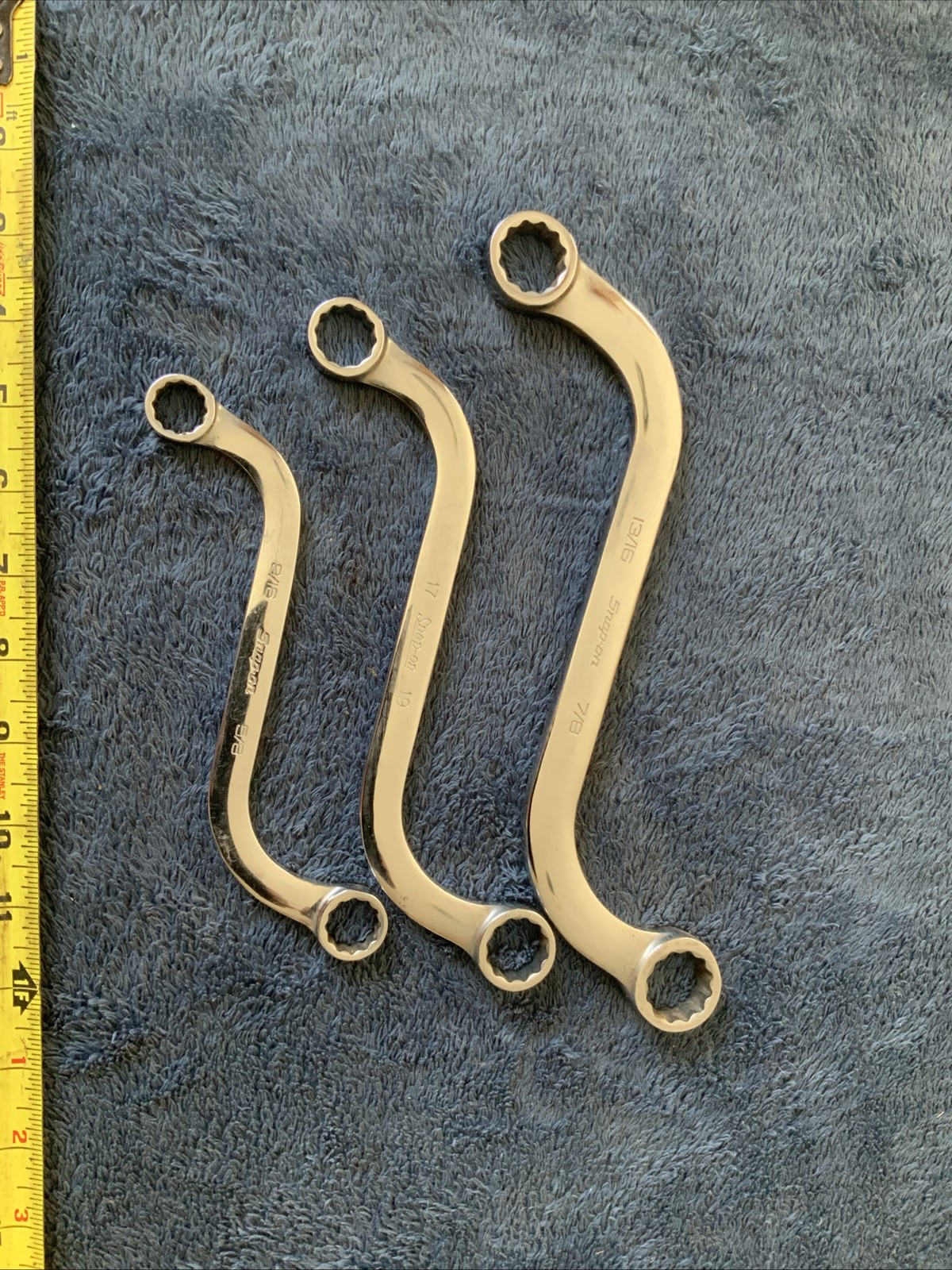 Snap On 3pc S Shaped Wrenches….1 Metric, 2 Are Sae…..see Pics For Sizes…..