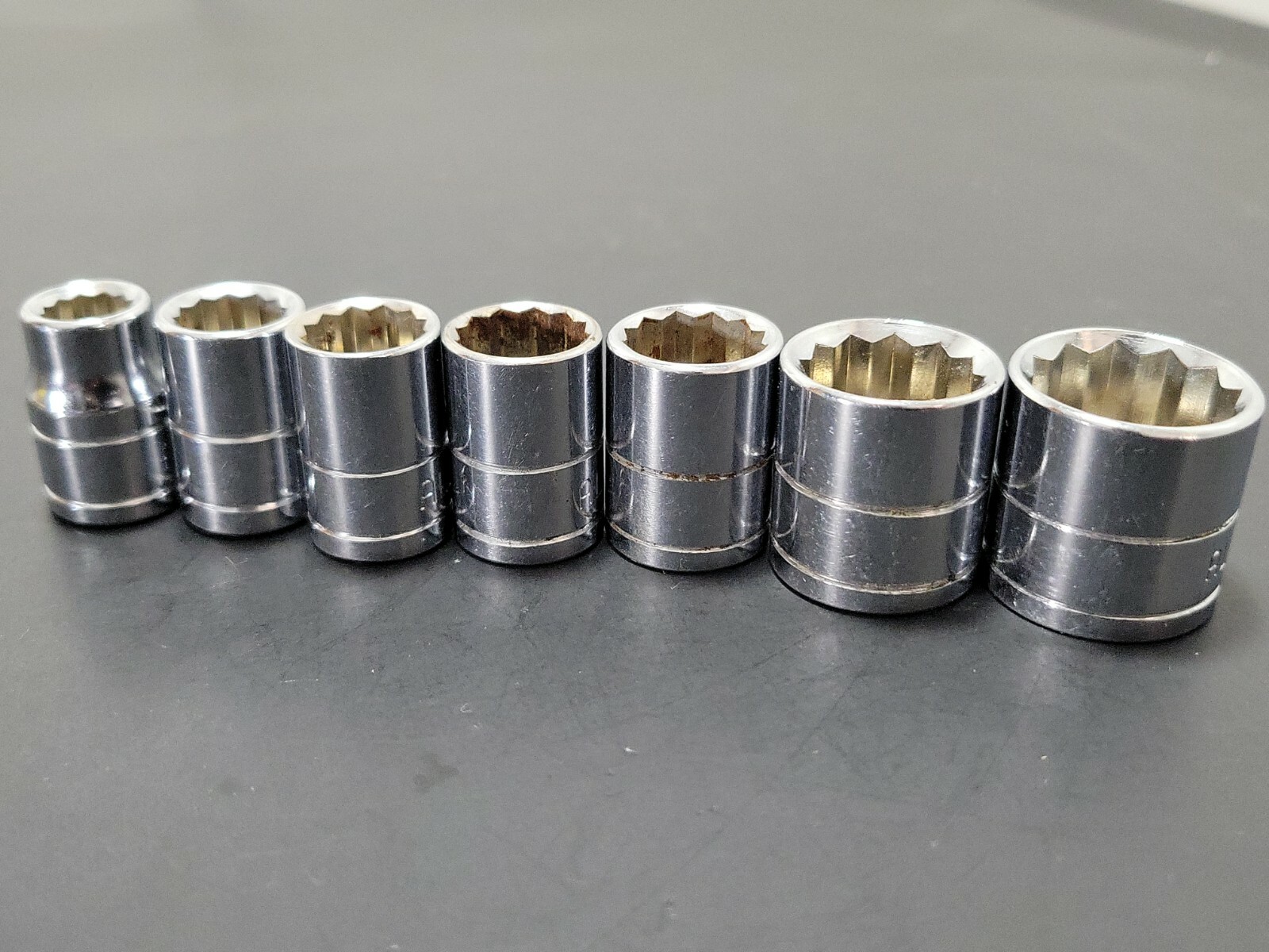 (7) ALLTRADE Shallow Sockets 12mm 13mm 14mm 17mm 19mm Metric 3/8″ Drive 12 Point