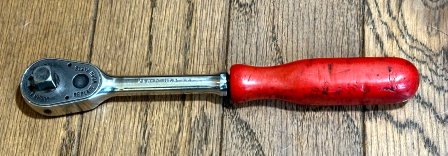 🇺🇸 MAC Tools USA 3/8″ DR Ratchet RED Socket Wrench Pear Fixed Head 8″ Long