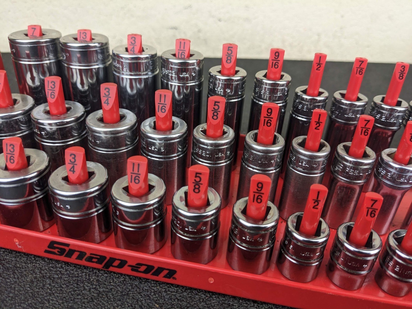 #bo723 Snap On USA 39pc 3/8″ Drive SAE 6 Point Shallow Semi Deep MASTER SET