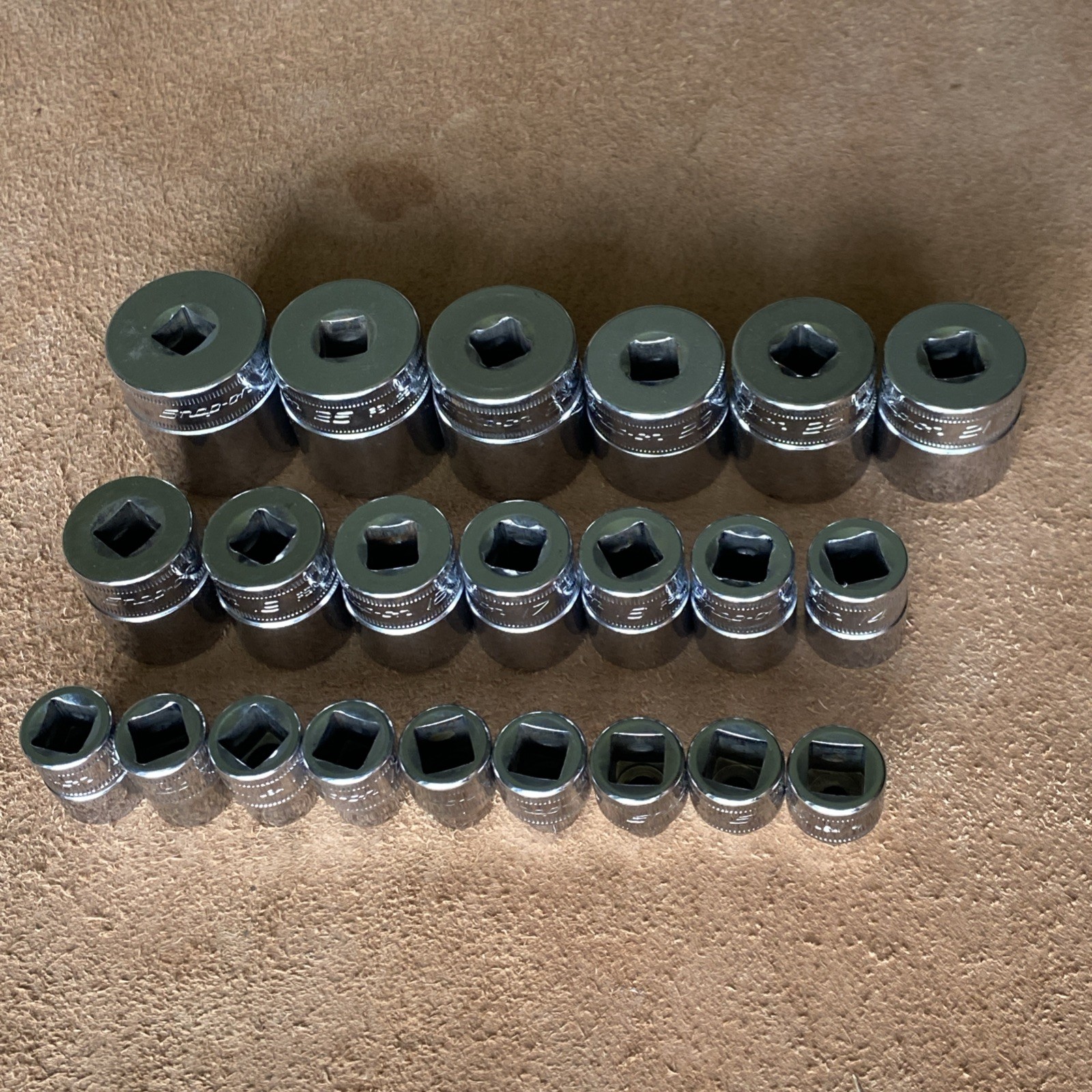 Snap-on 22Pc Metric 3/8 Drive Shallow FSM Socket Set 5.5mm-26mm 6Pt Minty
