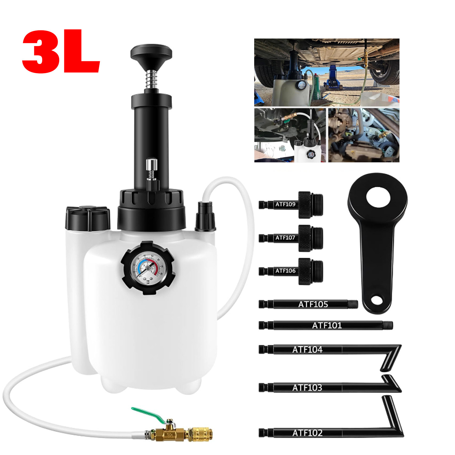 3L Transmission Fluid Pump Oil Manual Tool With 8pc ATF Adaptors Filler System