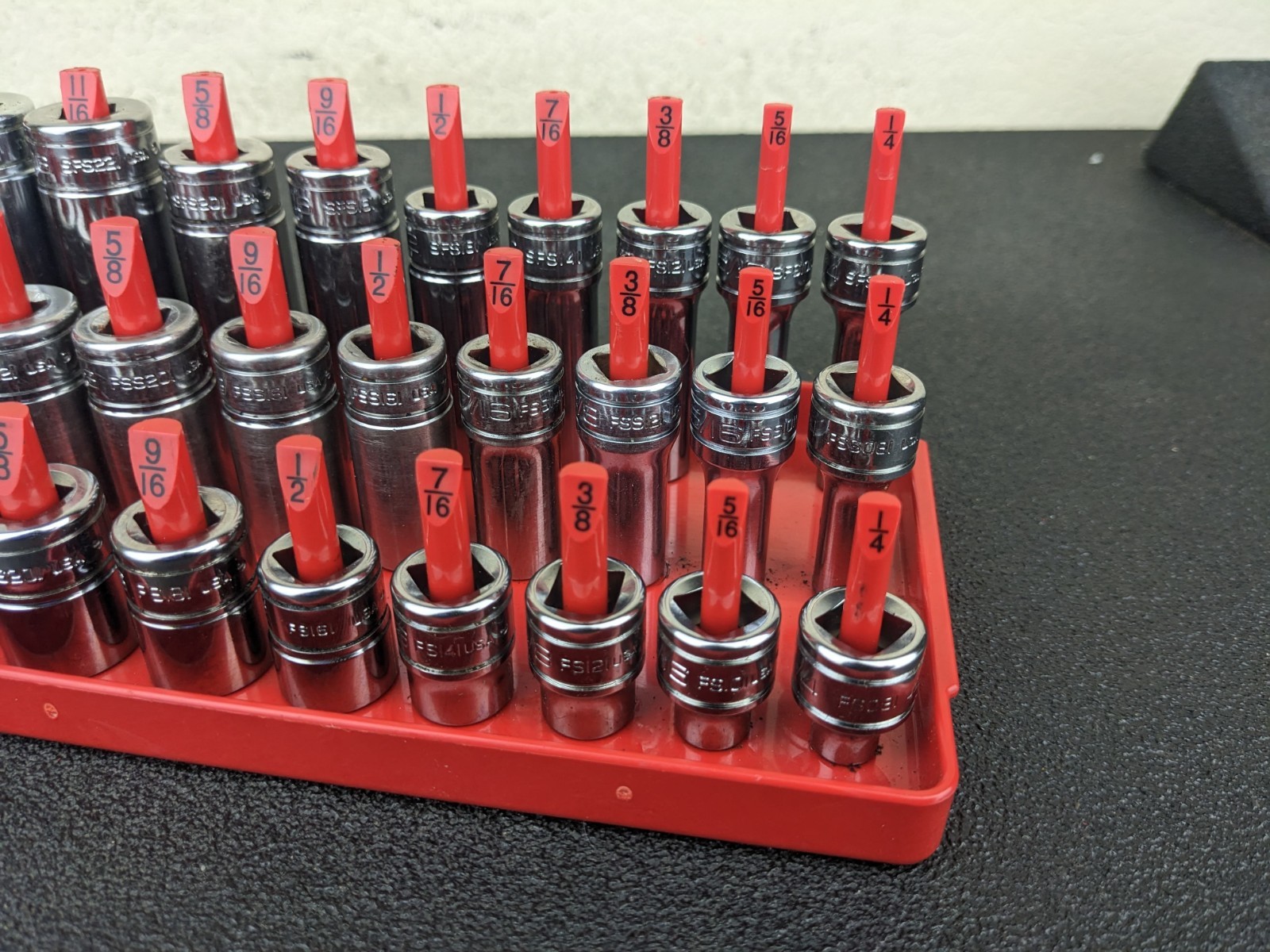 #bo723 Snap On USA 39pc 3/8″ Drive SAE 6 Point Shallow Semi Deep MASTER SET