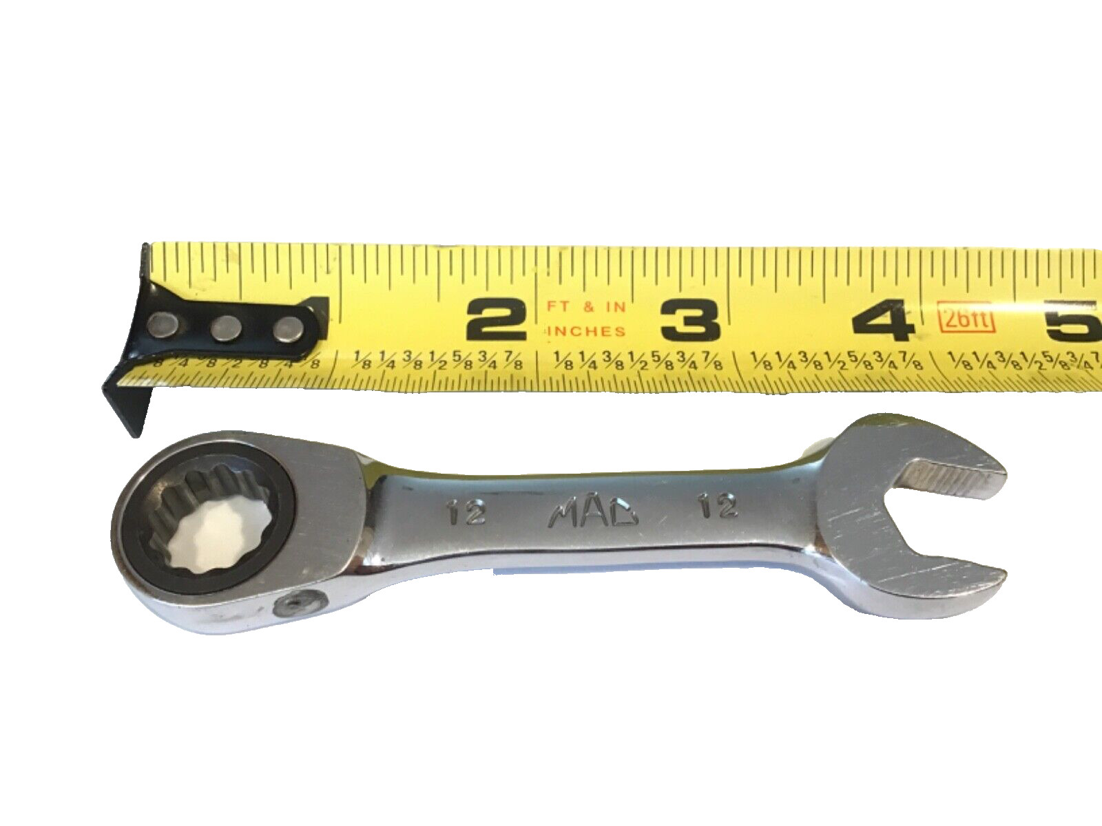 Mac Tools RWS12MM 0° Offset 12MM 12Pt Stubby Ratcheting Combination Wrench NICE