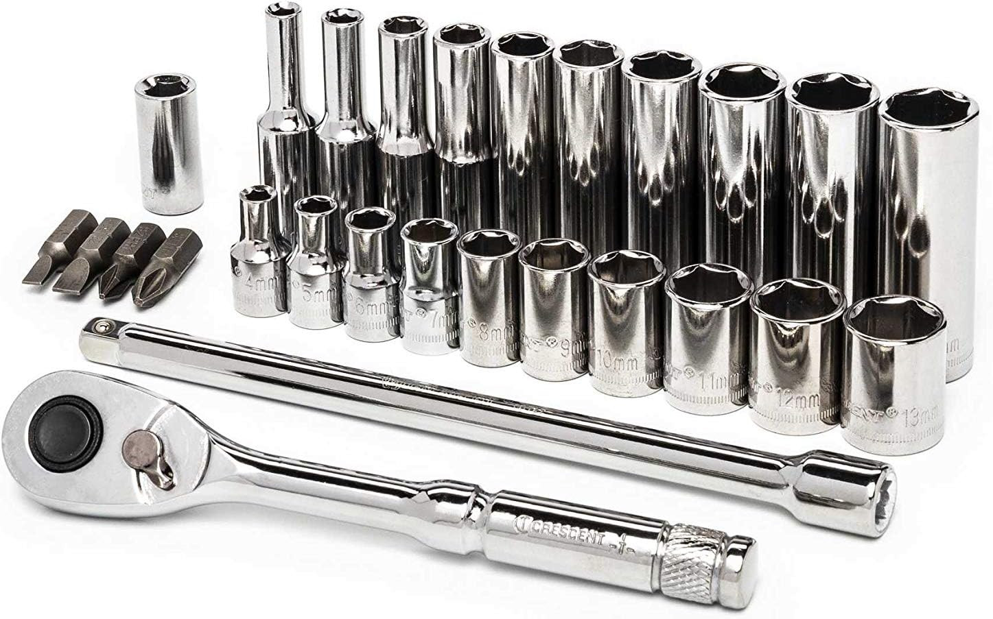 Crescent 27 Piece 1/4″ Drive 6 Point Standard & Deep One Size, Multicolor