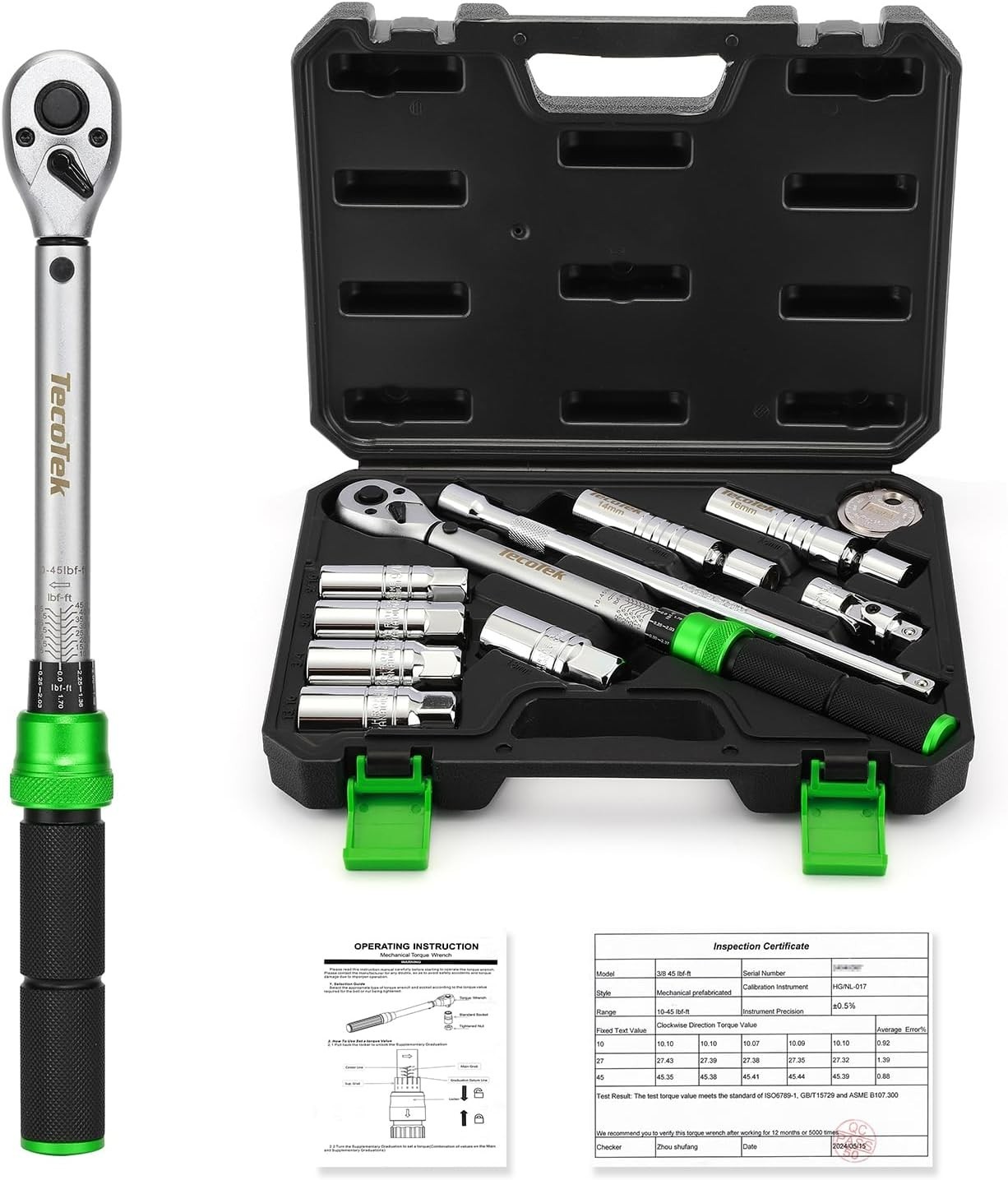 11-Piece 3/8″ Drive Spark Plug Socket Set with Click Torque Wrench Included