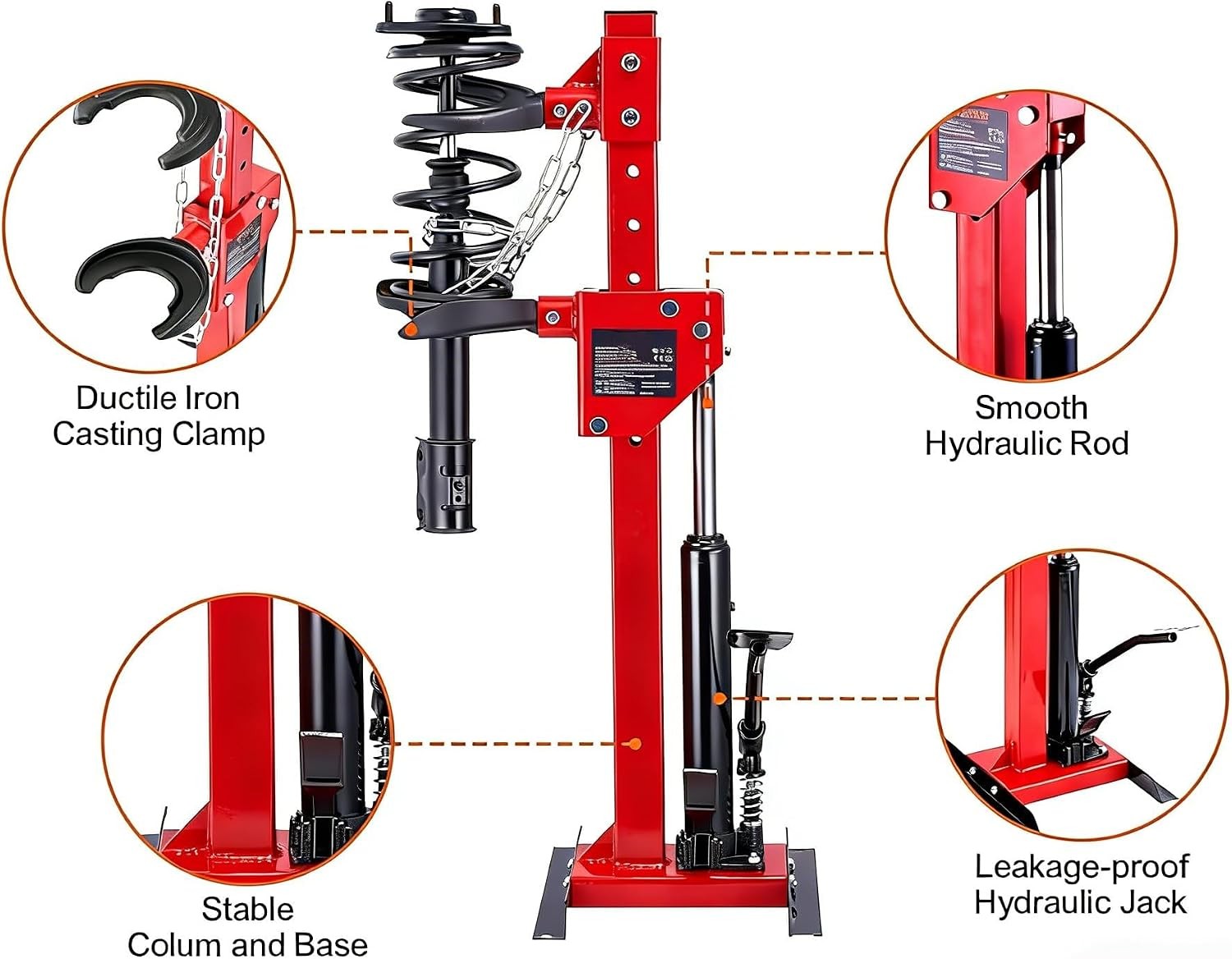 Hydraulic Shock Spring Compressor 4.5 Ton Foot Pedal Strut Tool w/ 4 Clamps