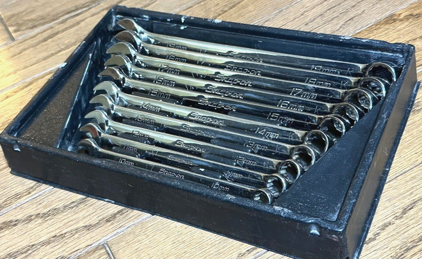 🇺🇸 SNAP ON Tools 10mm -19mm Metric Wrench Set Combo 12PT DR Lot Flank Tray