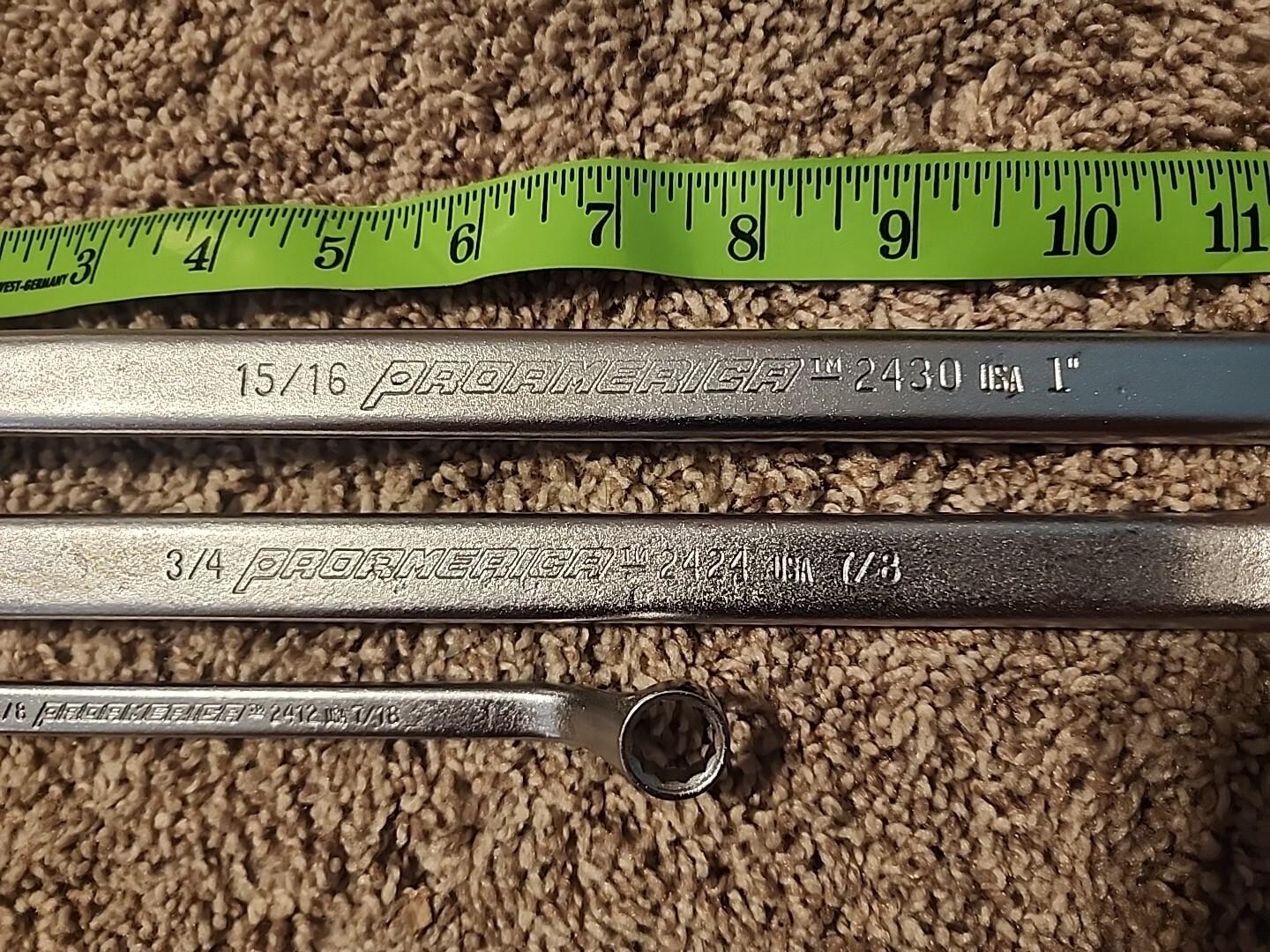 ProAmerica Offset Wrench Lot Box End 15/16-1, 3/4-7/8, 3/8-7/16 – Made In USA