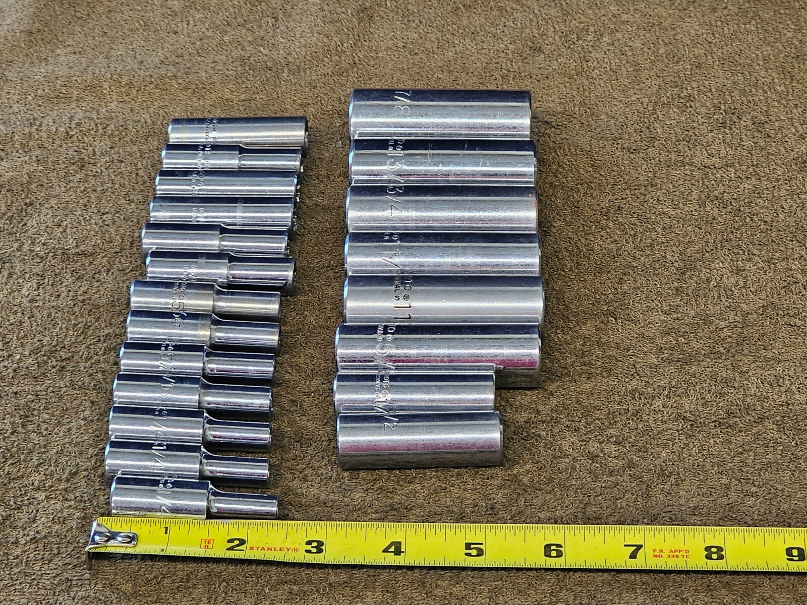 21 Proto Professional Deep Well Long Socket 3/8″ Drive Set Sae 7/8″ 1/4″ 5024H