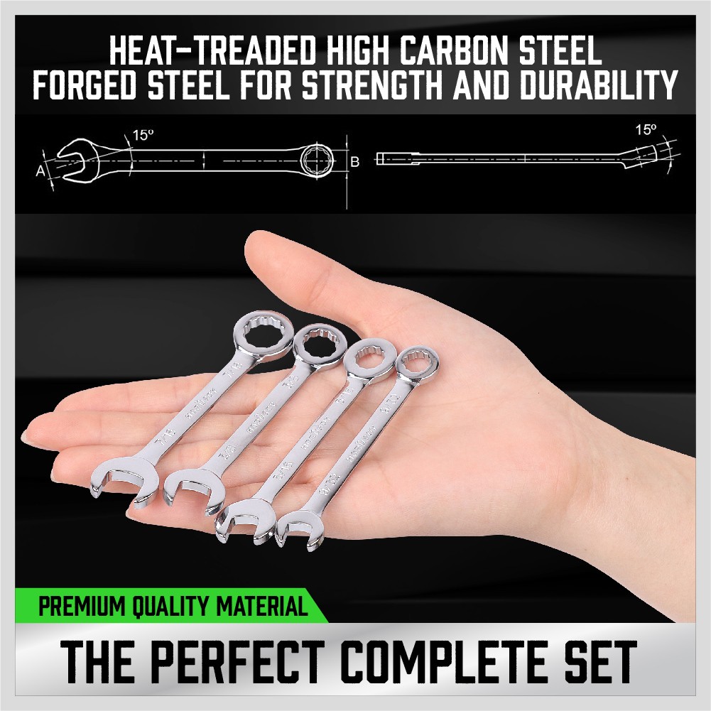 44pc Combination Ratcheting Wrench Set Metric & SAE + Hex Key + Mini Wrenches