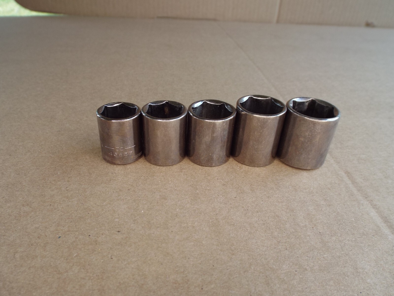 VTG 5 Pc USA Craftsman Metric Laser Socket Lot 3/8″ Dr 6 Pt 15-19mm Nice! (Read)