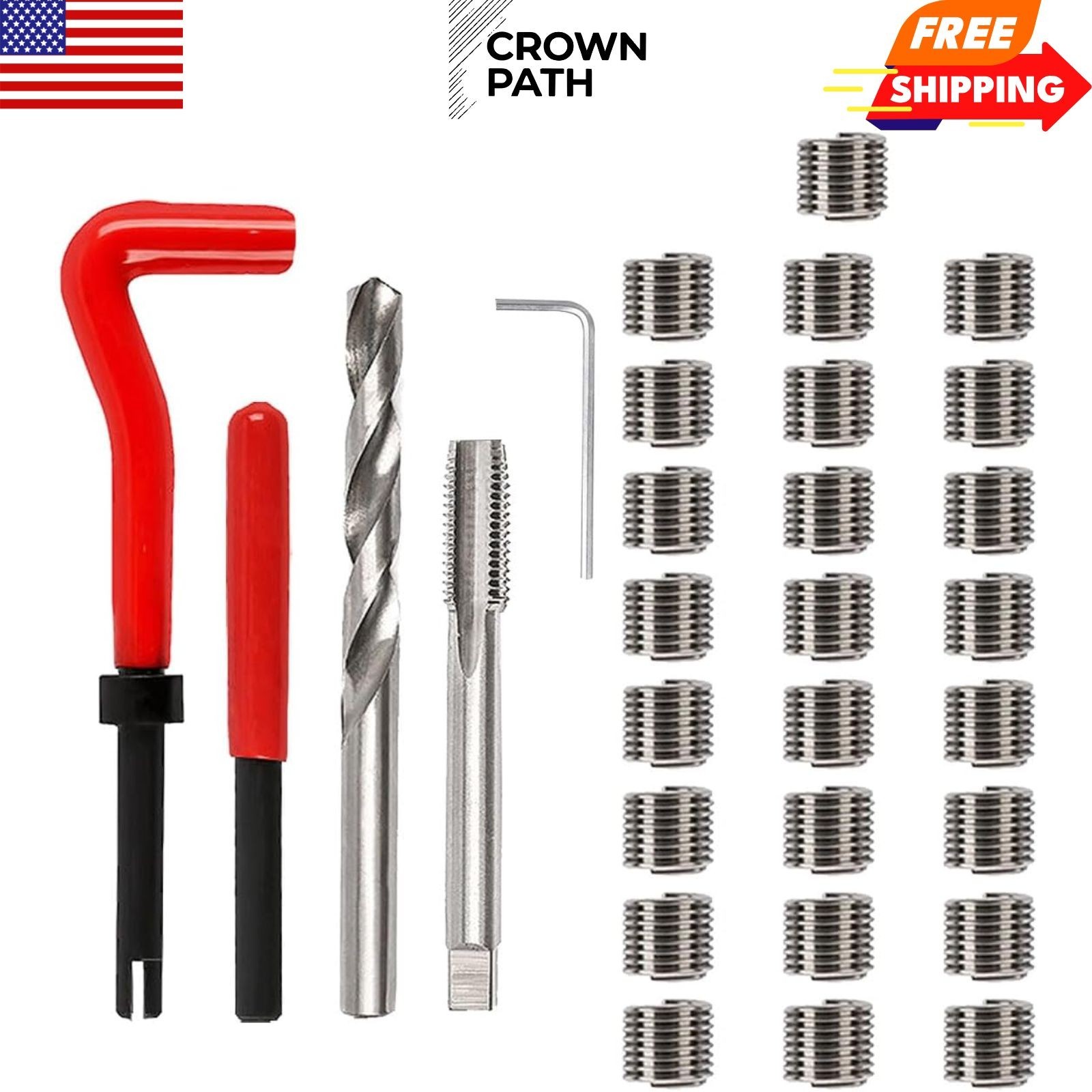 30PCS M6 x 1.0mm Thread Repair Insert Kit, Metric Helicoil Kit Compatible Hand T