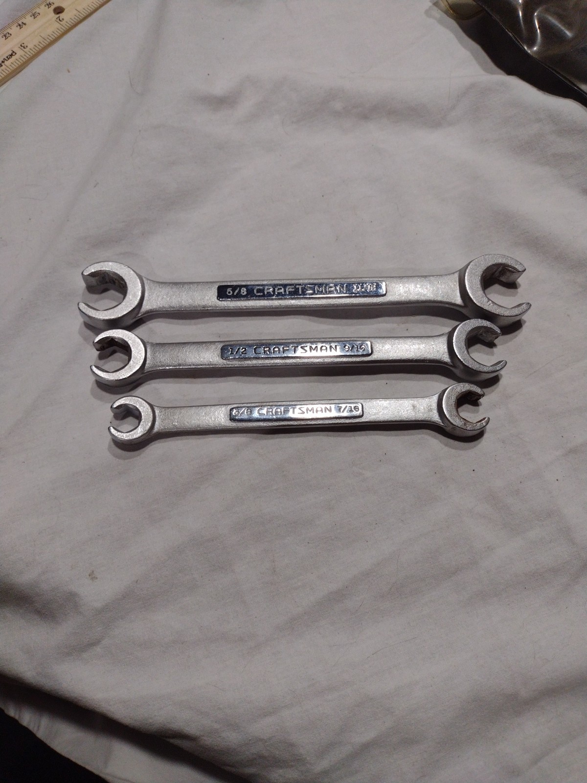 3 Piece Sears Craftsman Flare Nut Wrench SAE Sizes 3/8×7/16, 1/2×9/16, 5/8×11/16