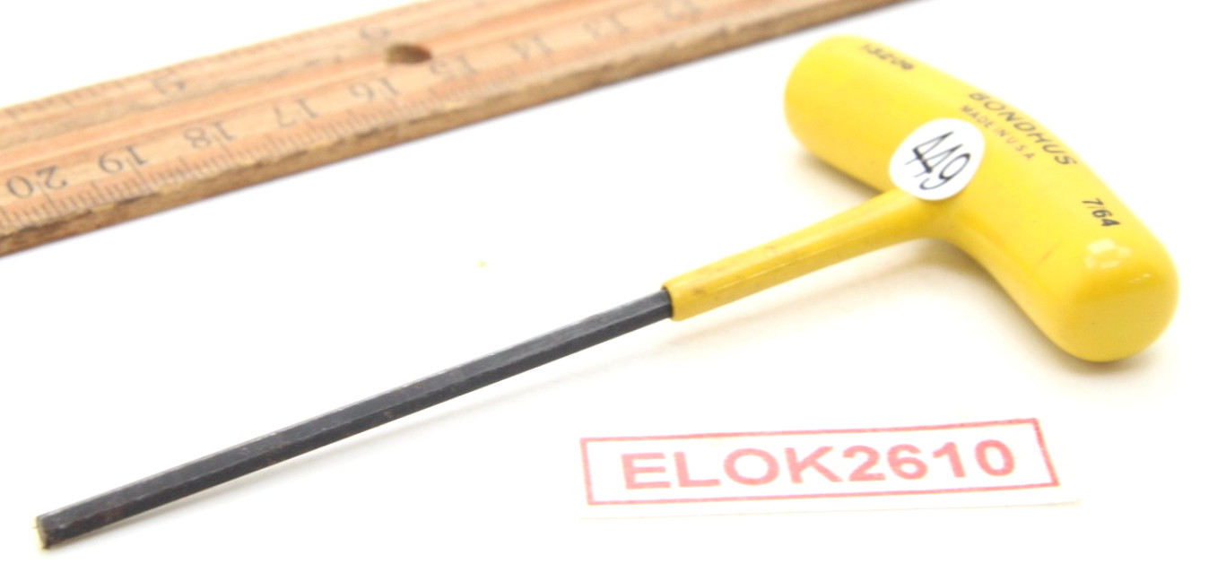Bondhus 13206 7/64″ SAE Hex T-Handle 4.5″ Length Yellow Soft Grip USA