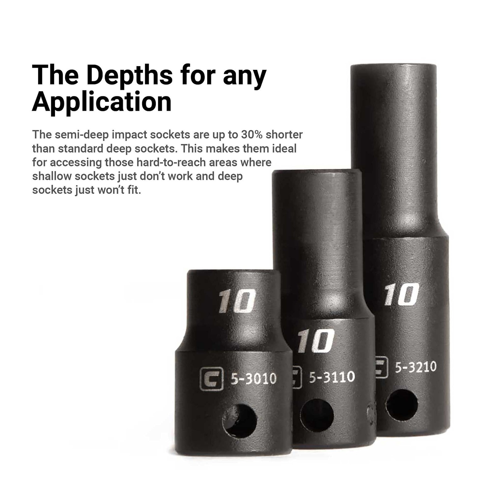 Capri Tools 3/8 in. Drive Shallow, Semi-Deep and Deep Impact Socket Set, Metr…