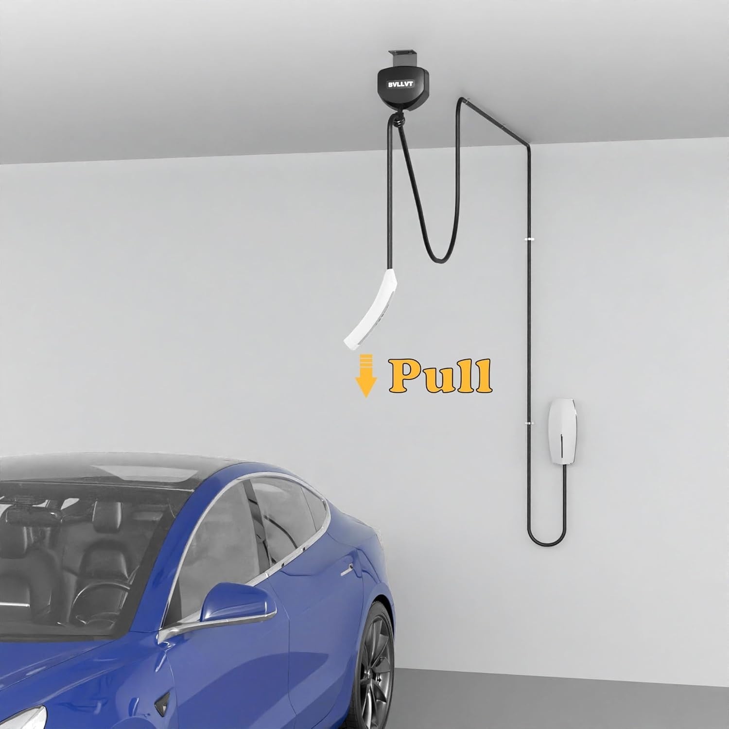 Ceiling Mounted EV Charger Cable Retractor 11.5 Ft Automatic Retractable Cable