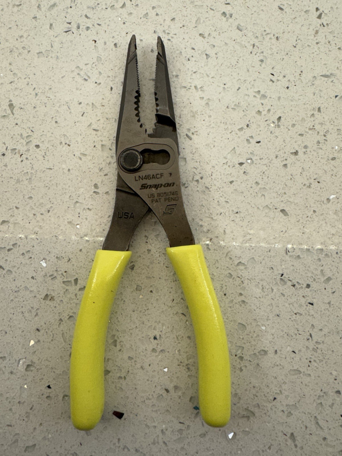 Snap-On Tools USA NEW HI-VIZ 7″ Soft Grip Long Nose Slip Joint Pliers LN46ACFHV