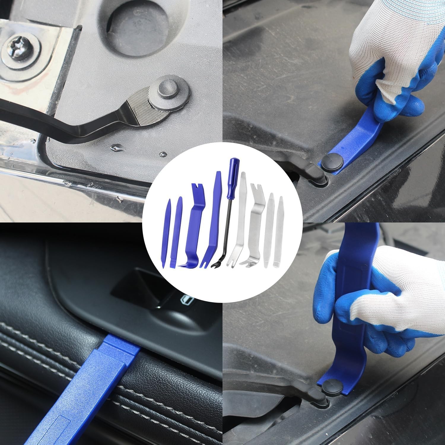 8PCS Auto Trim Removal Tool Kit,4140 Pry Tool Metal Pry Bar,Door Panel Removal