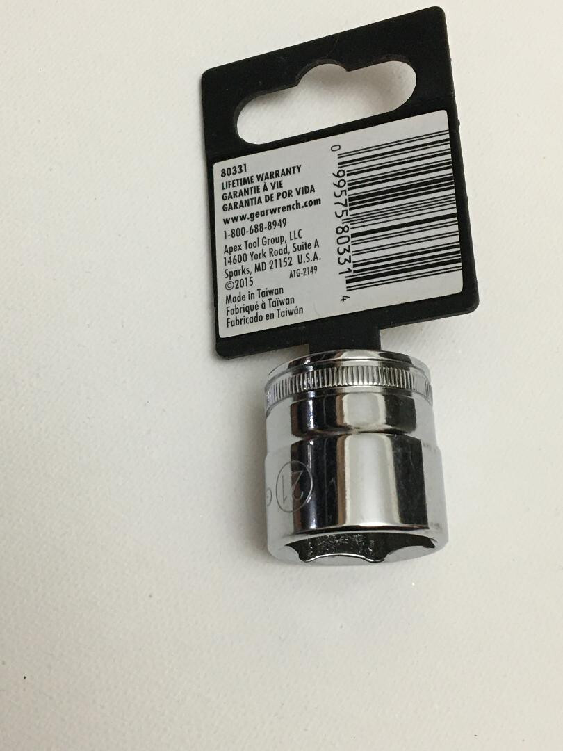 GEARWRENCH 3/8″ Drive Standard Metric Socket 21mm, 6 Point – 80331