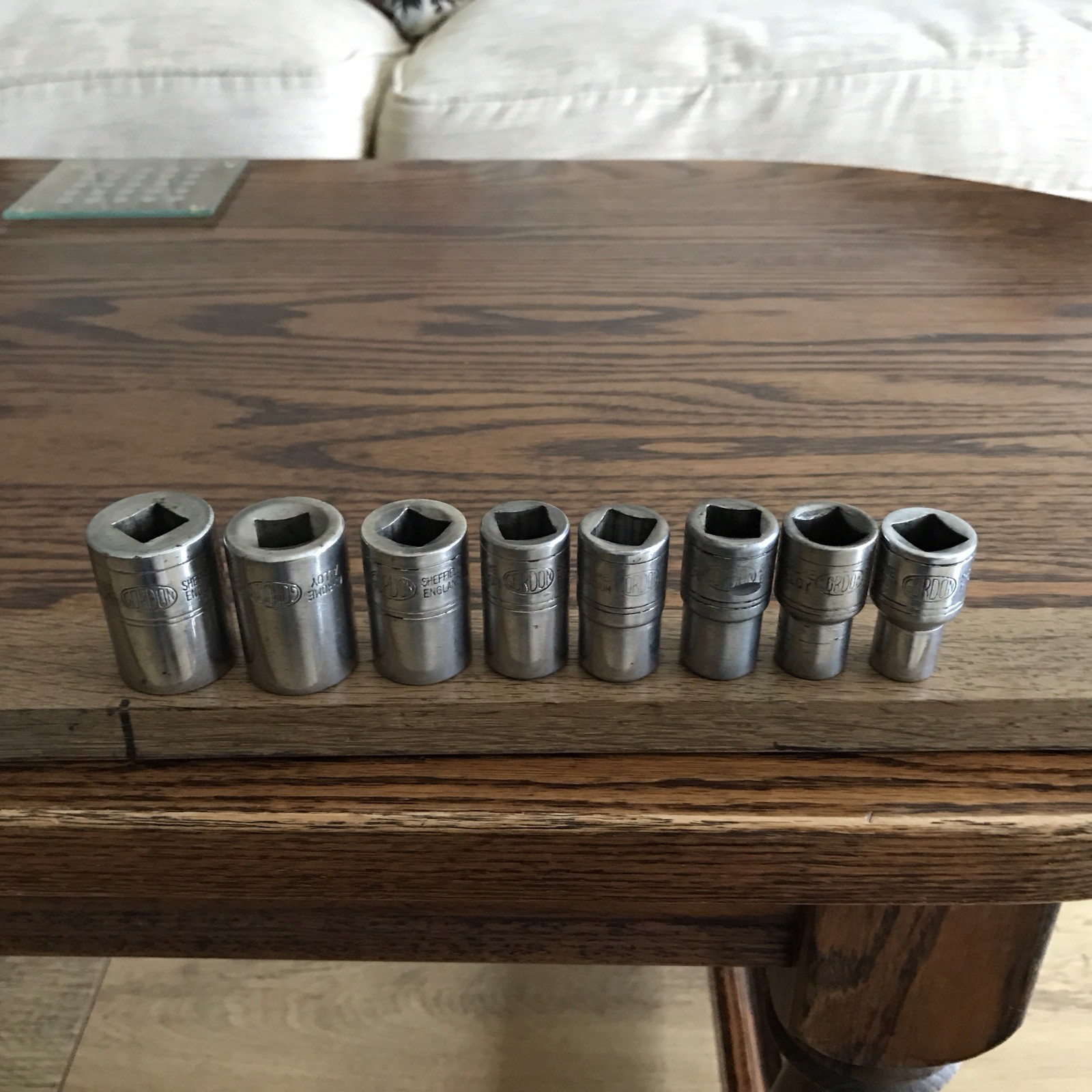 8 Gordon Tools Sockets 7/8″ To 7/16”AF With 1/2″ Drive . F