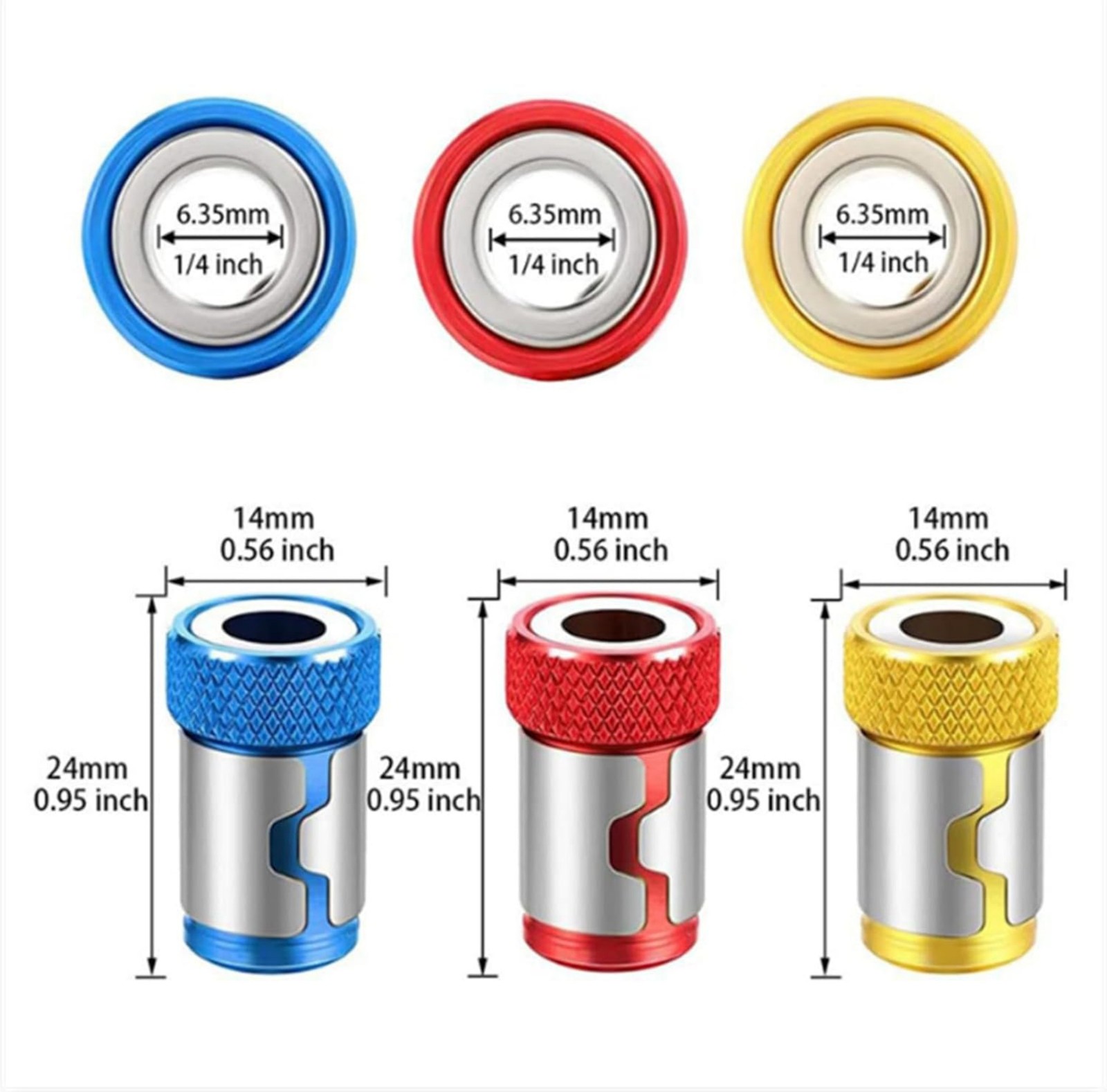 6 x Screwdriver Head Magnetic Ring Pivoting Bit Tip Screw Holder Magnetizer
