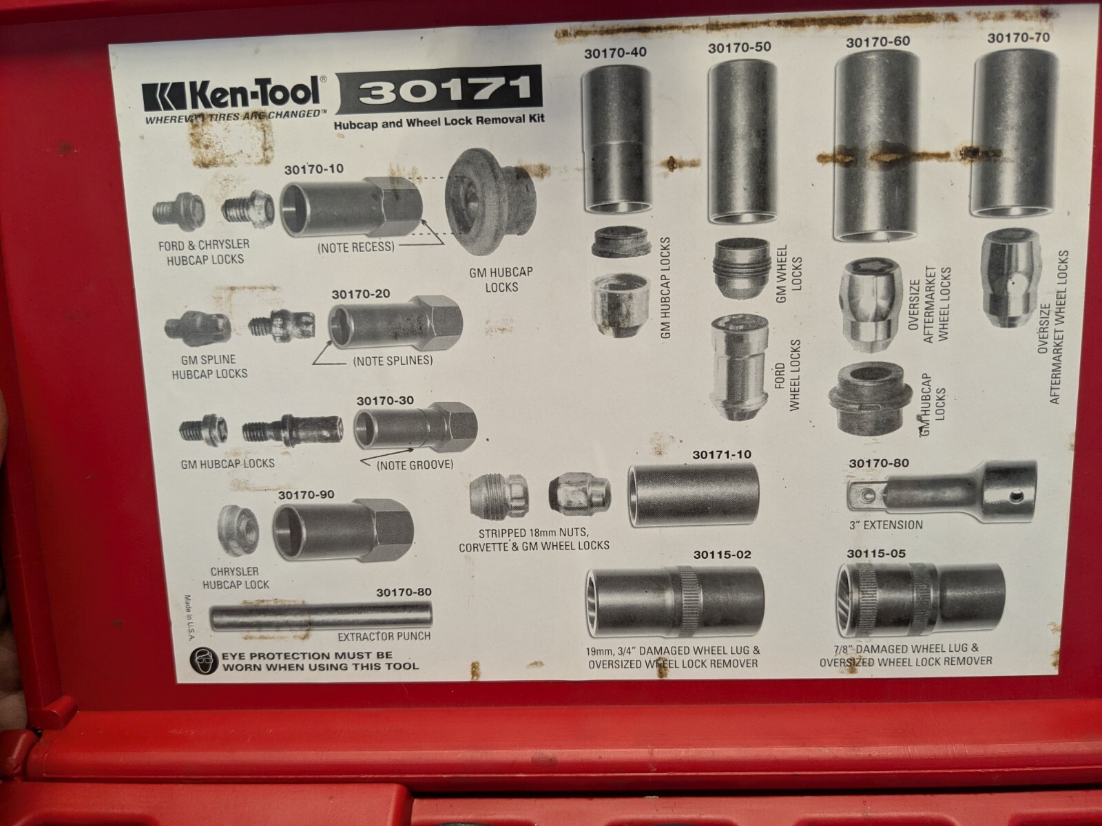 Ken Tool 30171 – 13 Piece Deluxe Wheel Cover & Wheel-Lock Removal Kit INCOMPLETE