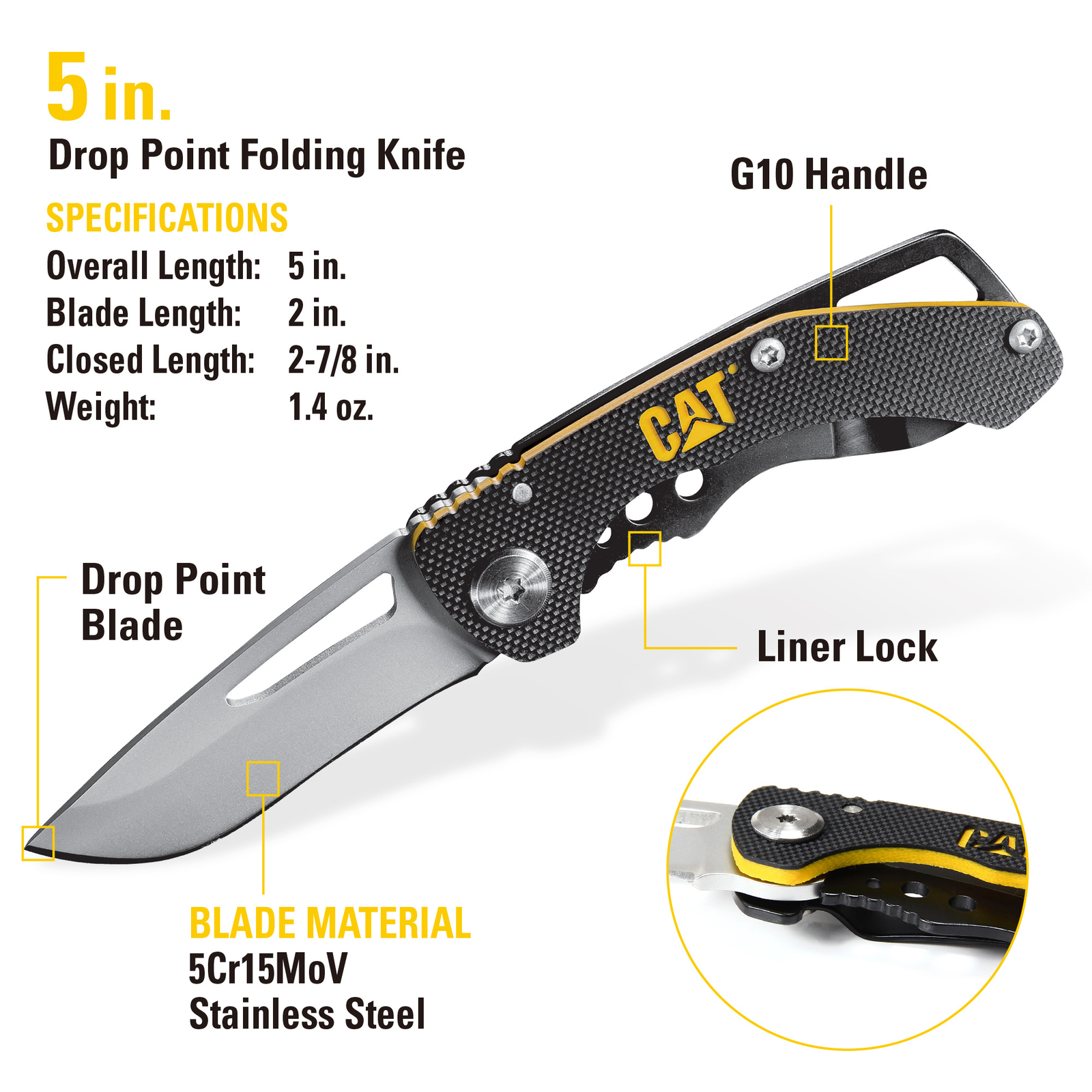 Cat 3 Piece Multi Tool, Folding Knife and Key Chain Tool Gift Box Set – 240192