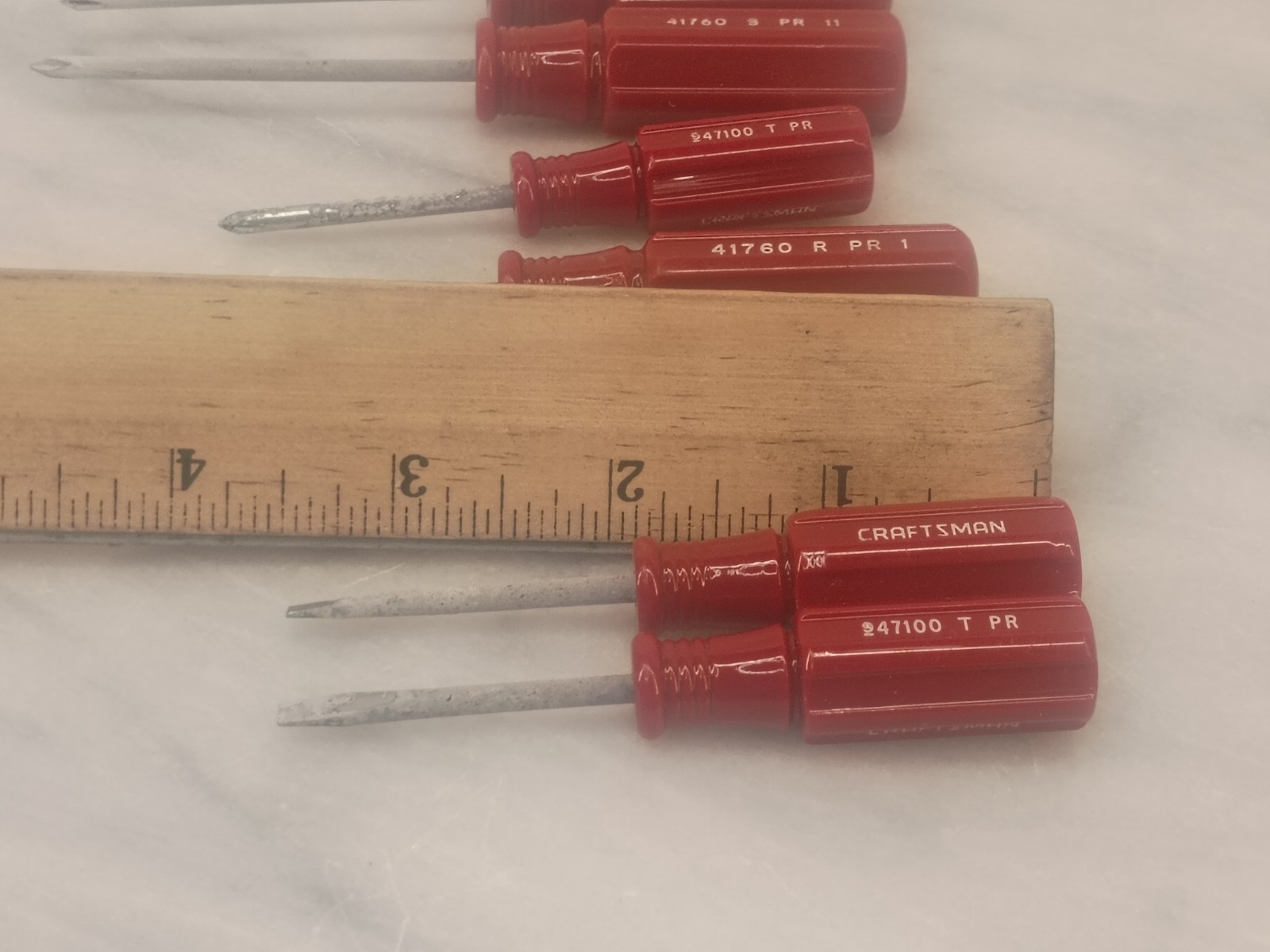 Lot Of 7 Vintage Craftsman USA Red Handle Mini Screwdrivers Phillips Regular