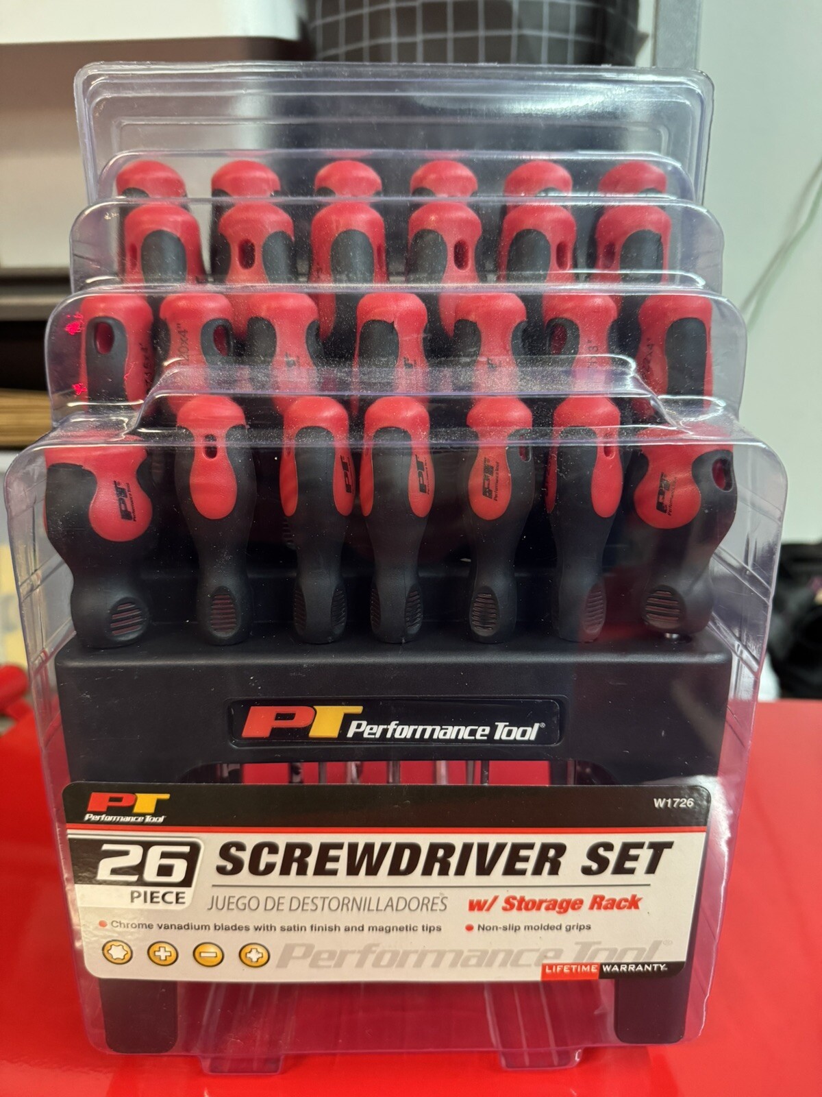 Performance Tool W1727 26-Piece Screwdriver Set With Organizer Rack