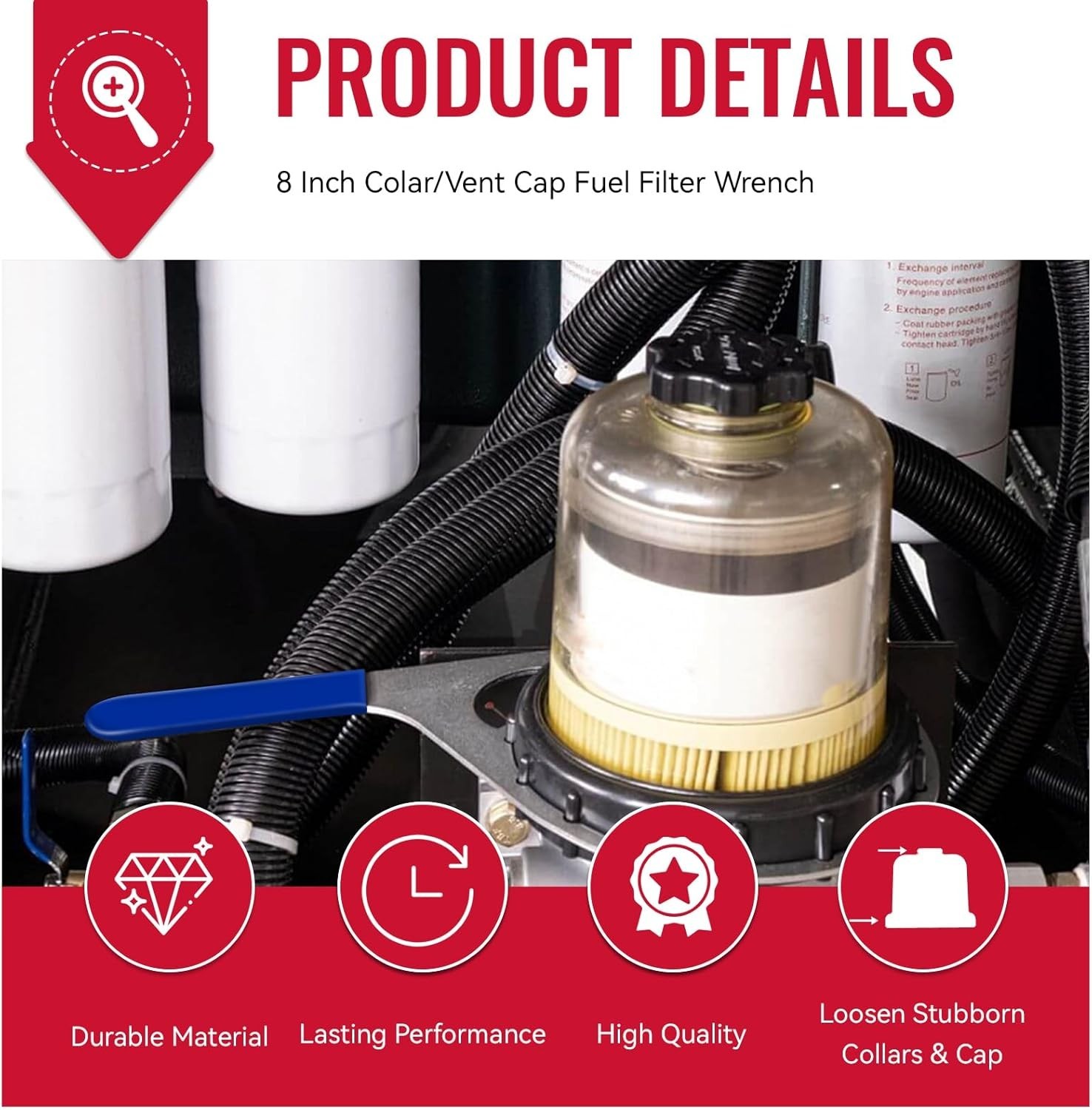 Professional 8″ Fuel Filter Wrench for Detroit Diesel – Effortless Performance