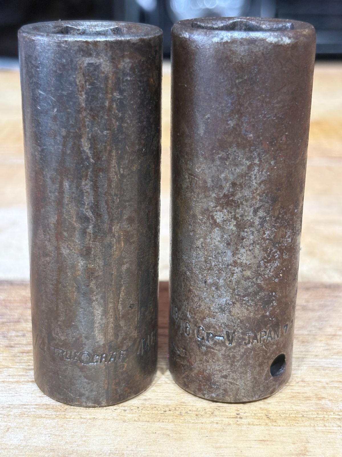 Lot of 2 – 1/2′ Drive Deep Impact Sockets 3/4″ & 13/16″ – 6 Point USA SAE True