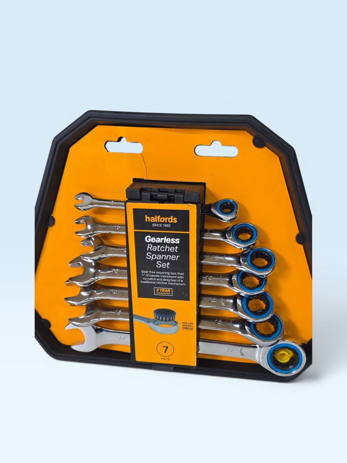 Halfords Advanced 7pc Gearless Ratchet Spanner Set 8-17mm Metric Wrench
