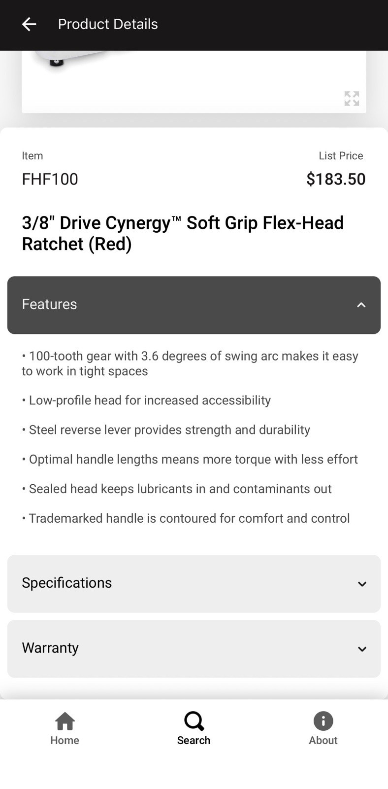 NEW With Scratch 3/8″ Drive Cynergy™ Soft Grip Flex-Head Ratchet (Red)
