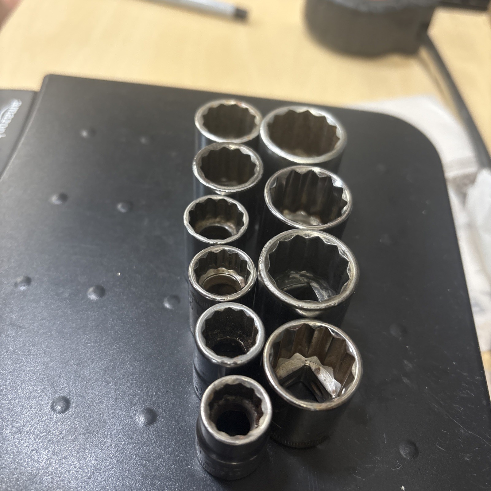 Vintage Craftsman Metic 10 Piece Socket 12 Point 3/8″ Drive Set 10mm-19mm USA