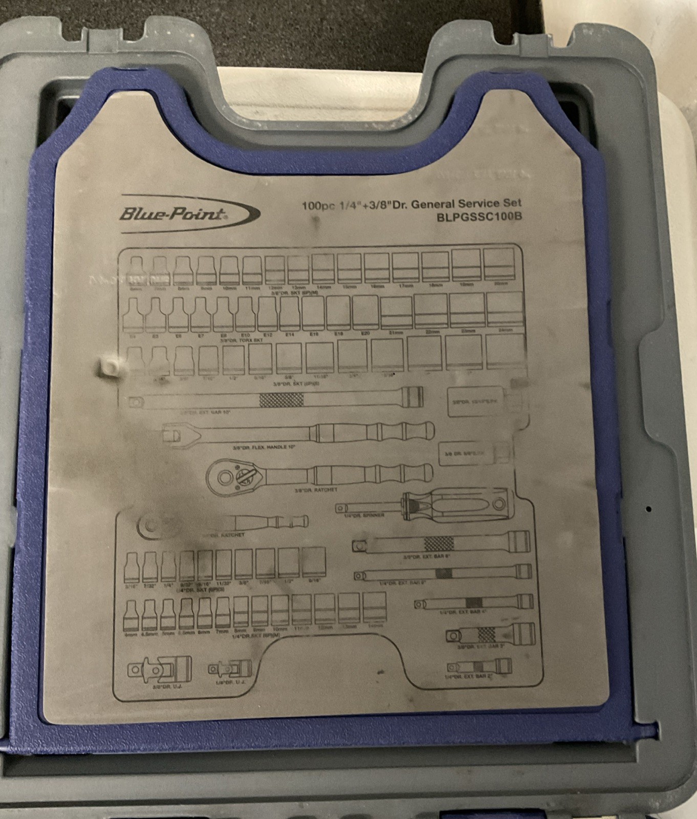 Blue Point 100pc 1/4″ & 3/8″ Dr General Service Set BLPGSSC100B Complete
