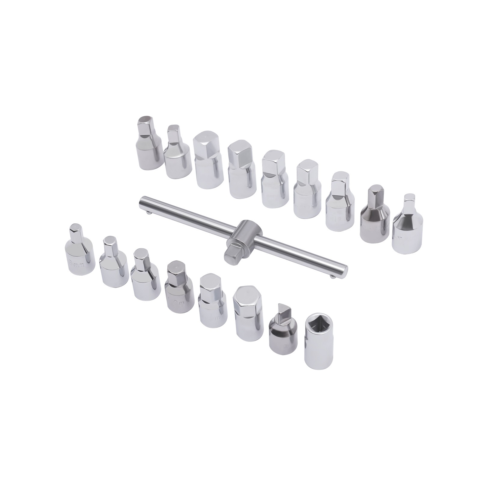 18x Oil Drain Pipe Plug Hexagon Square Socket Key Removal Tool Set 3/8in Drive