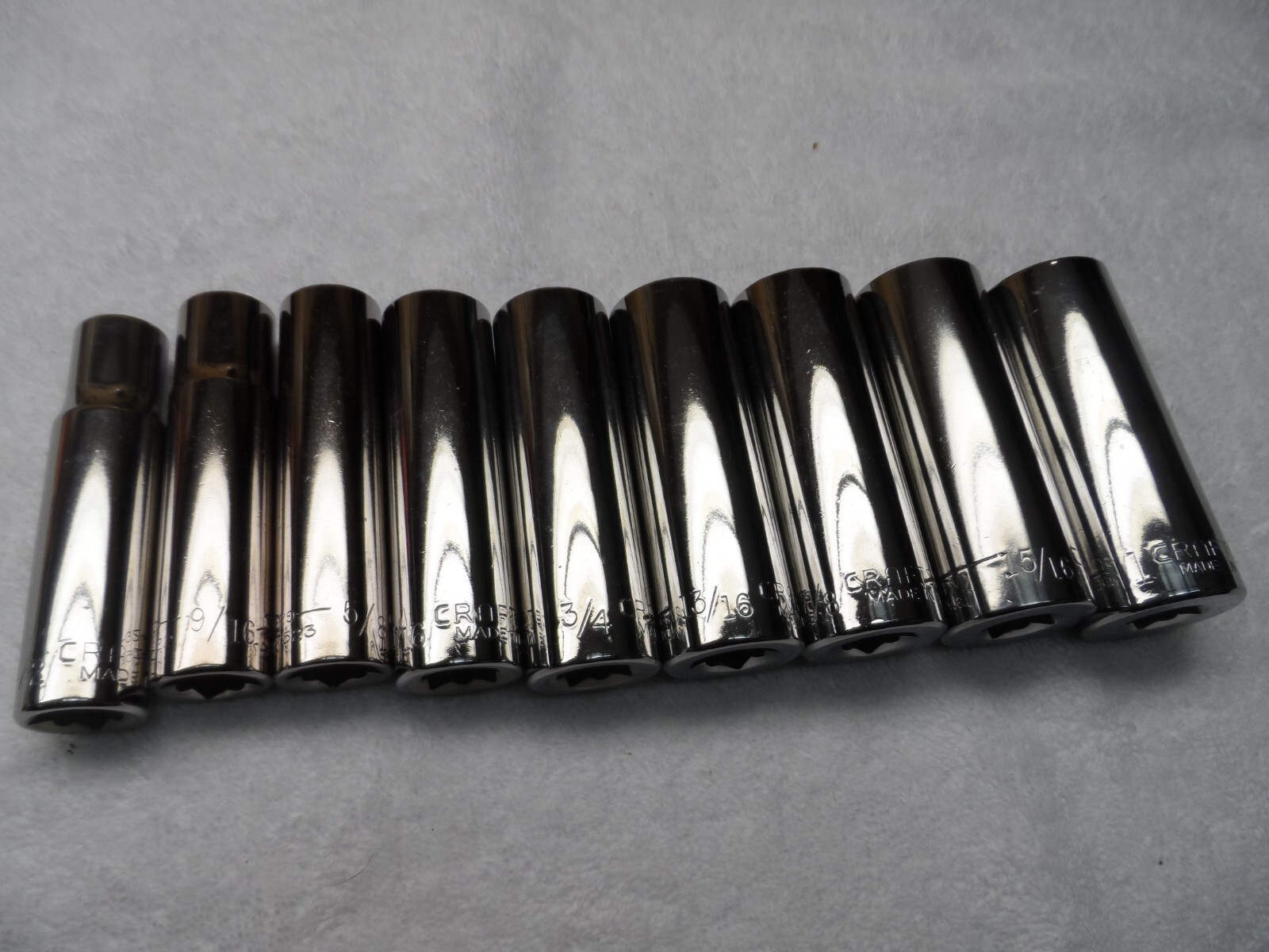 Craftsman 1/2″ Drive SAE Deep Socket Set, NOS USA, 12pt 6pt – 9 pcs (1/2″ to 1″)