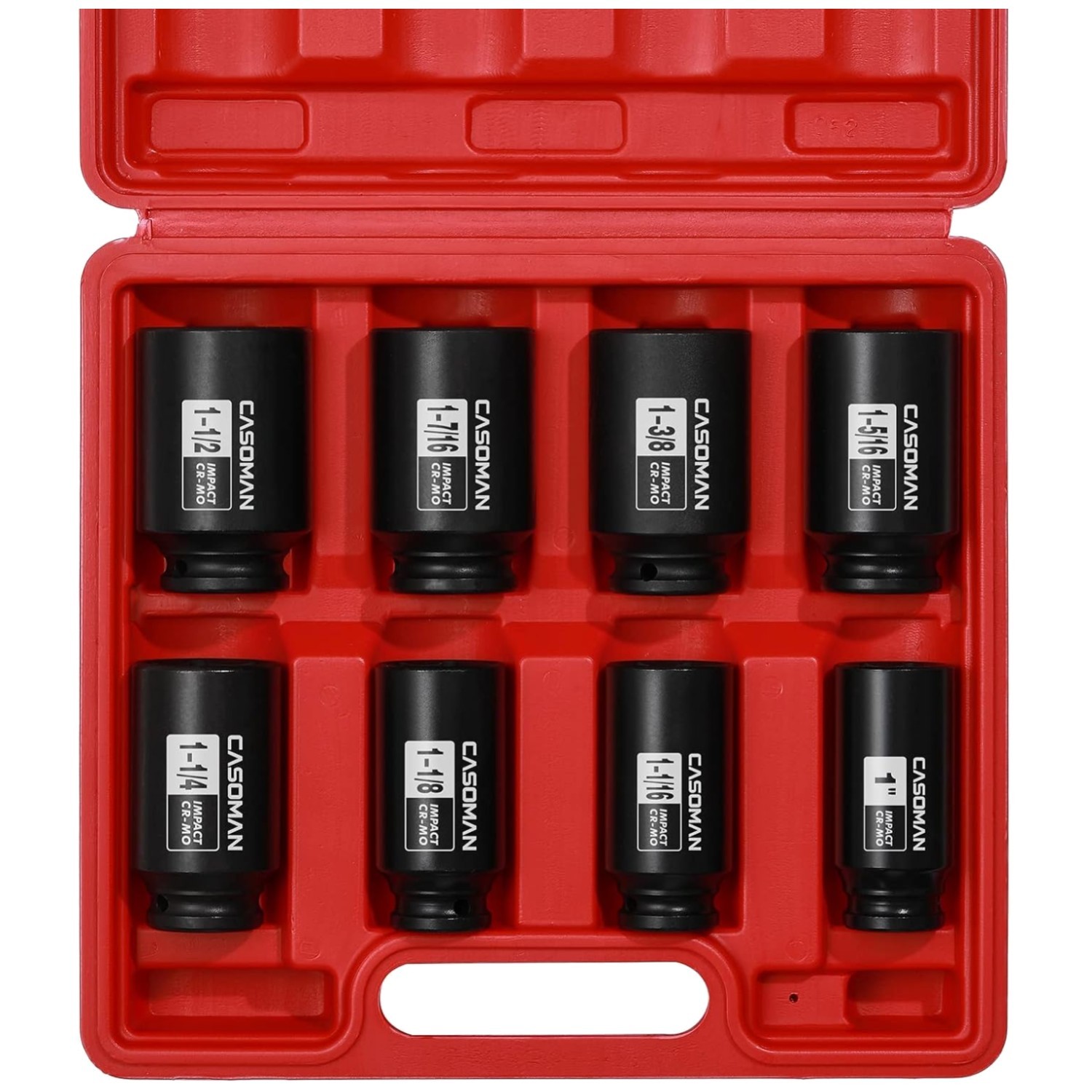1″ – 1-1/2″ Spindle Axle Nut Impact Socket Set, 8-Piece