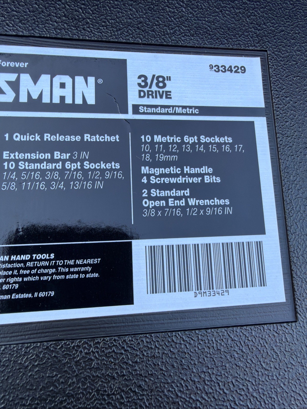Sears Craftsman USA Nos CASE ONLY for 29pc Socket Set 33429 Metric SAE 3/8”