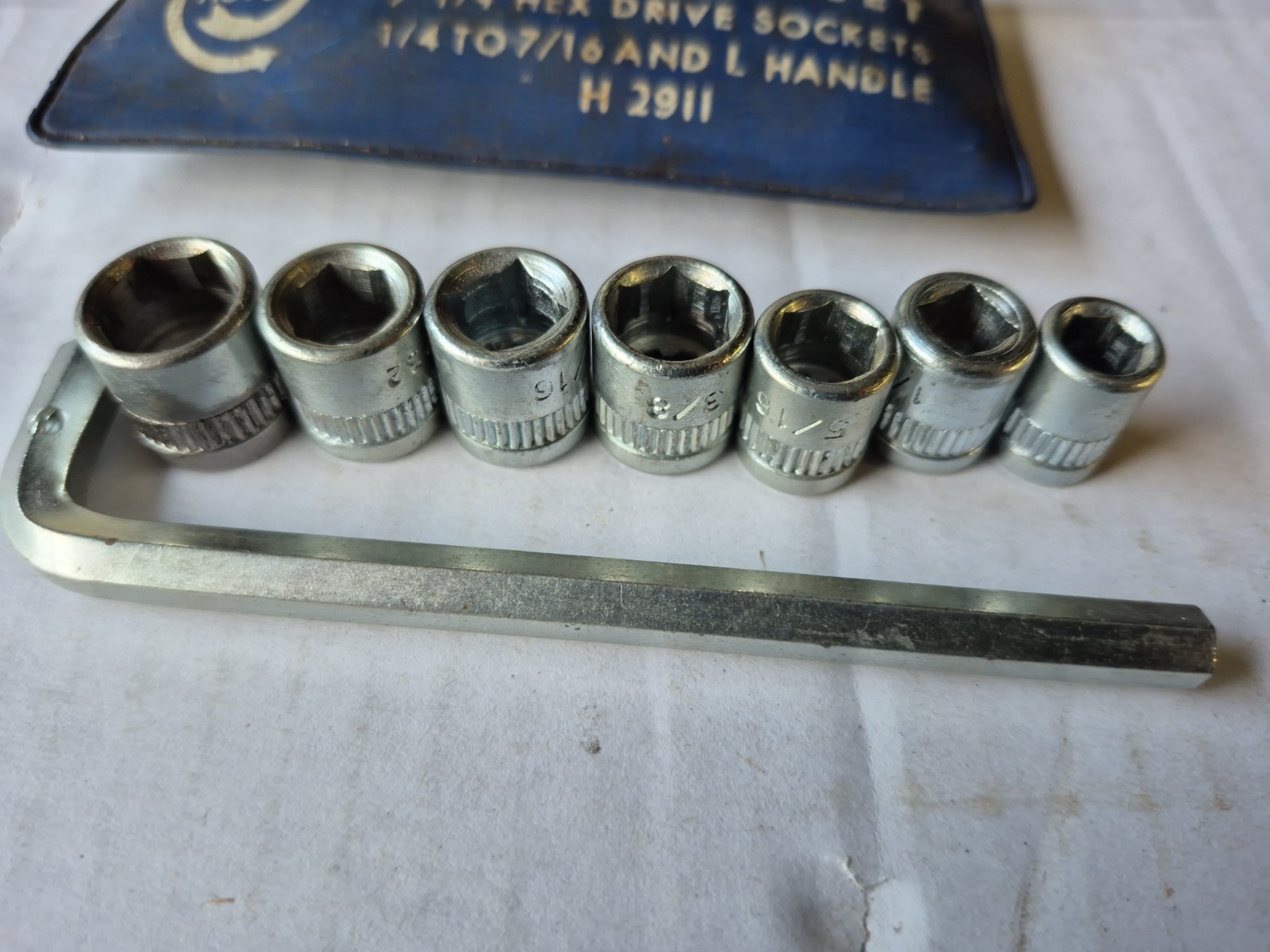 Vintage Western Auto 8 PC Socket Set 7 1/4 Hex Drive Sockets 1/4 To 7/16 HR2911