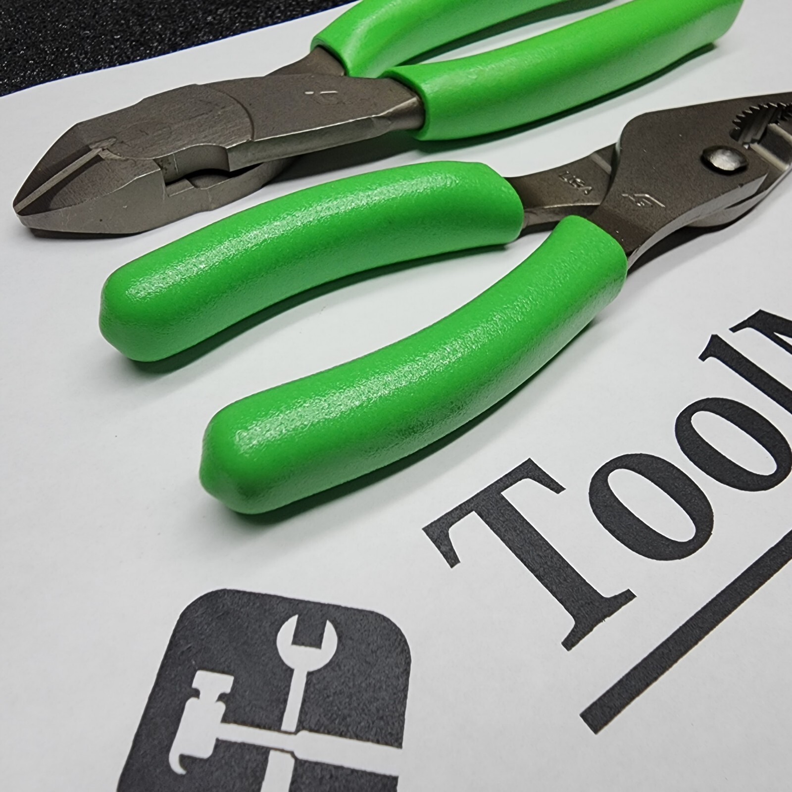 Snap-on Tools 2pc GREEN 7″ Long Nose Slip-Joint Pliers & Diagonal Cutter LN46ACF