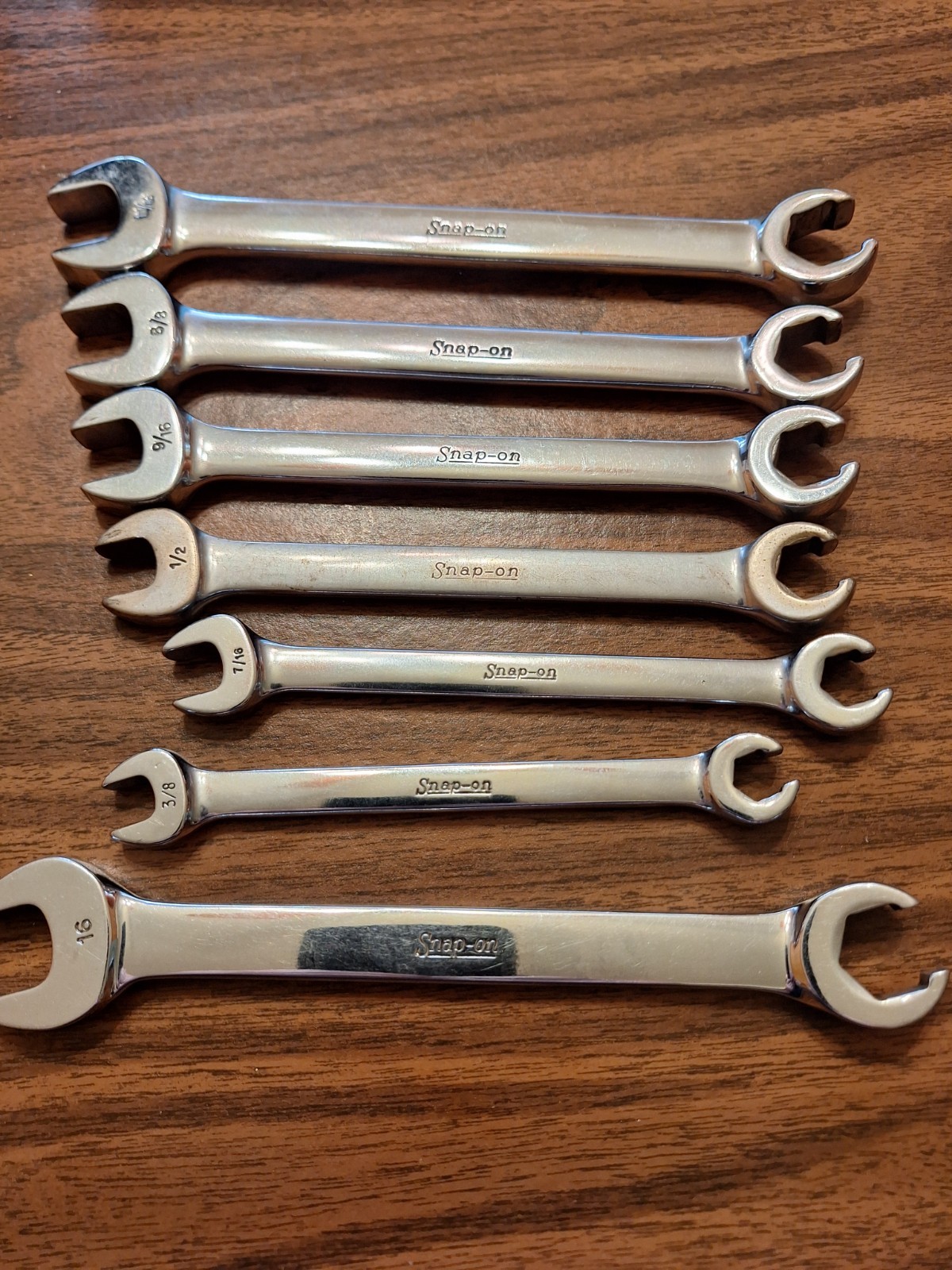 Snap-On Tools USA 6pc Open-End Flare Nut Wrench Set plus one metric