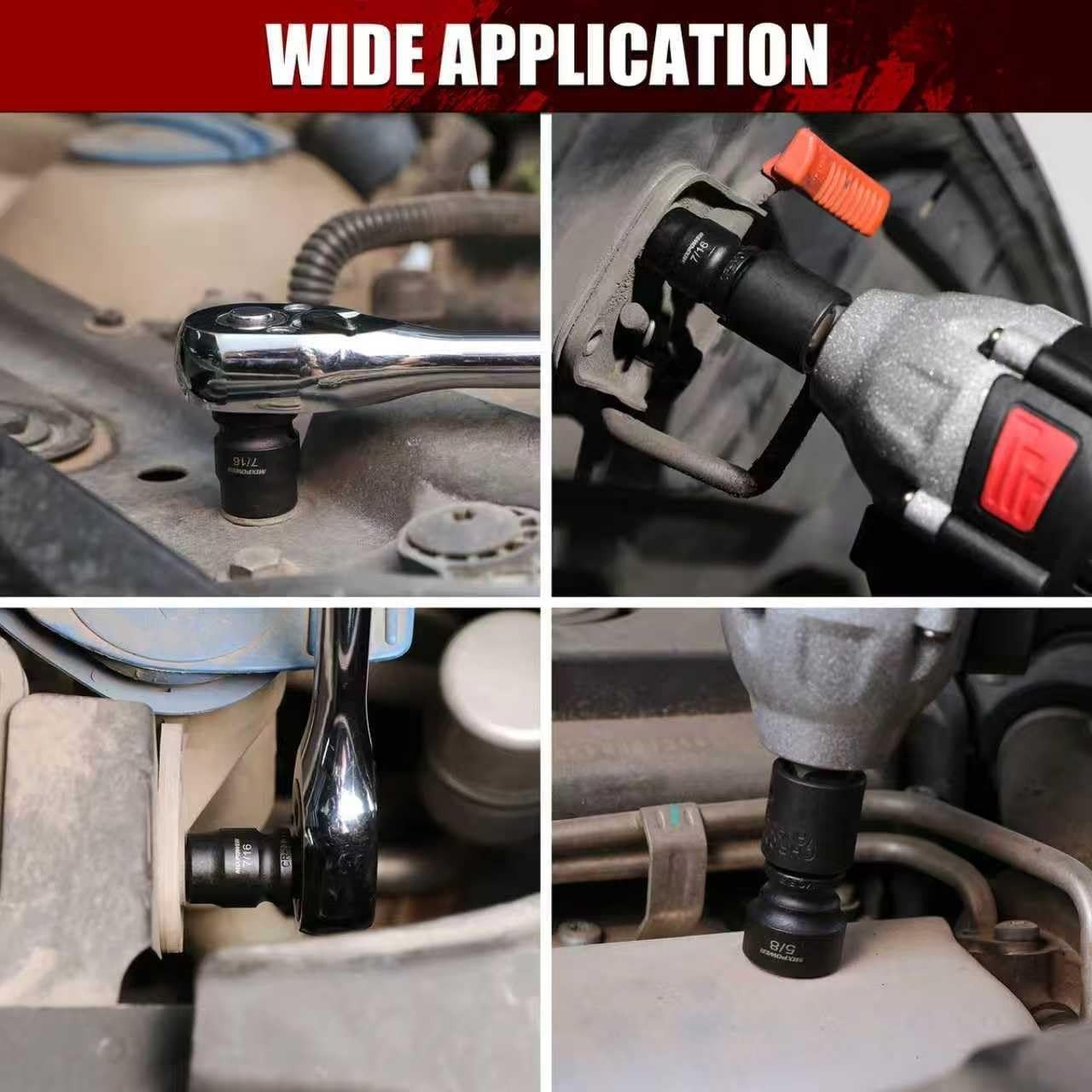 Piece Stubby Impact Socket Set 3/8″ Drive SAE 6-Point