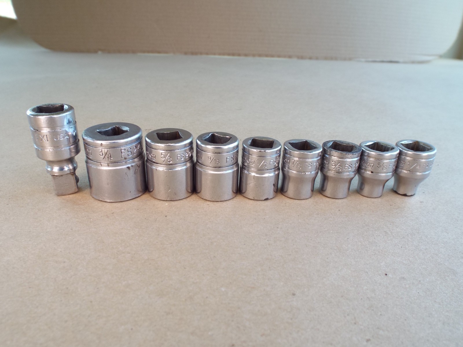 VTG Snap-on 8 Pc Socket & 1 Ext Lot 3/8 Dr 6 Point USA Made (Please Read)