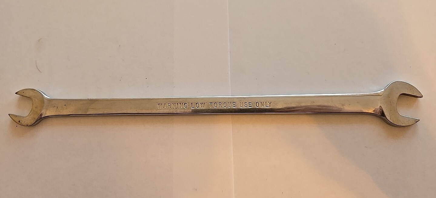 Snap On 7/16″-1/2″ Chrome Low Torque Slime Line Open End Wrench LTA1416