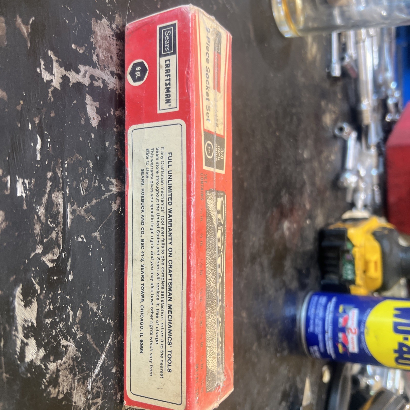 NOS Vintage Craftsman USA 44456 3/8 Drive Socket Set In Metal Tray SEALED SAE