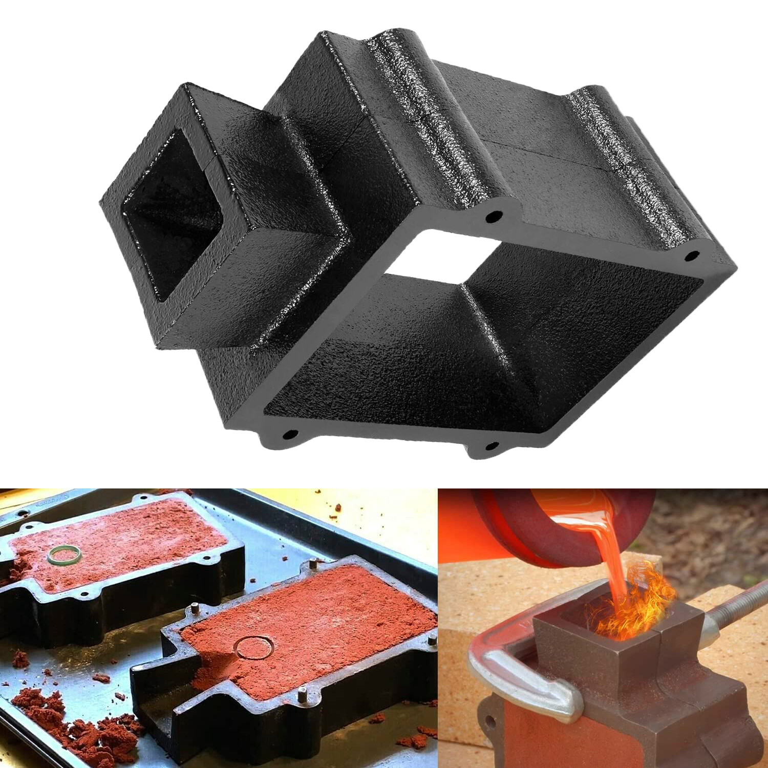 2Pcs Black Flask Mold Holder Kit for Sand Casting Metal,Jewelry and Casting Tool