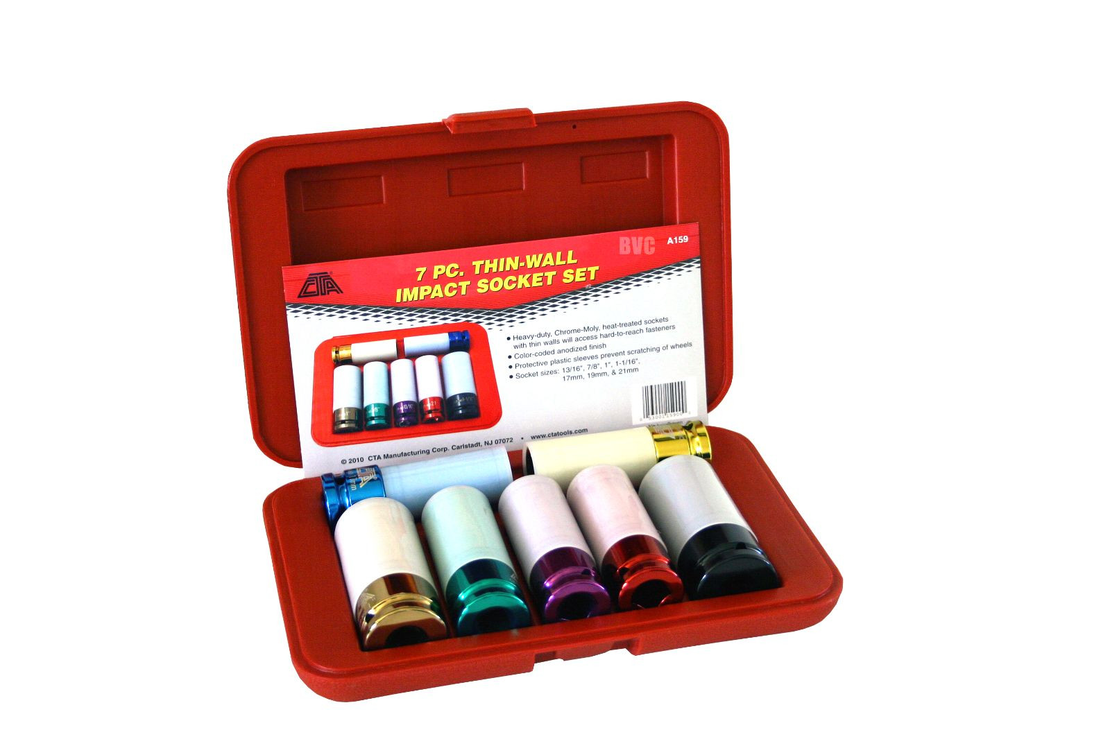 Lug / Wheel Nut Sockets- 7 Piece Thin Wall Impact Socket Set with Plastic Sleeve